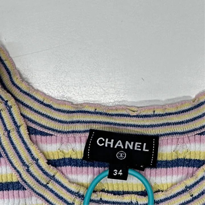 Chanel Chanel Spring Summer Striped Sleeveless Top Size XS / US 0-2 / IT 36-38 - 3 Thumbnail