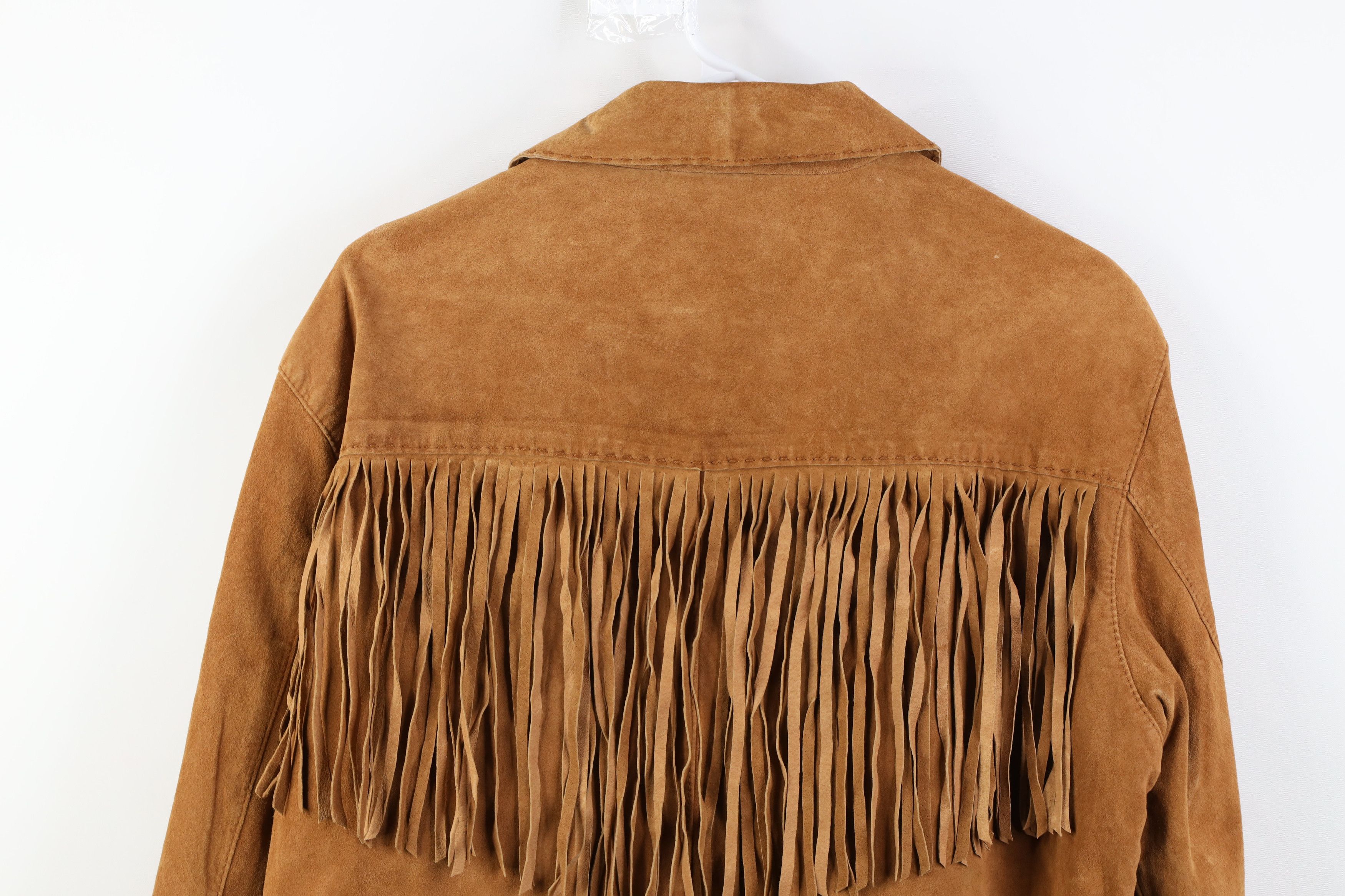 Chicos Vintage 90s Chicos Western Suede Leather Fringed Jacket Size XS / US 0-2 / IT 36-38 - 13 Thumbnail