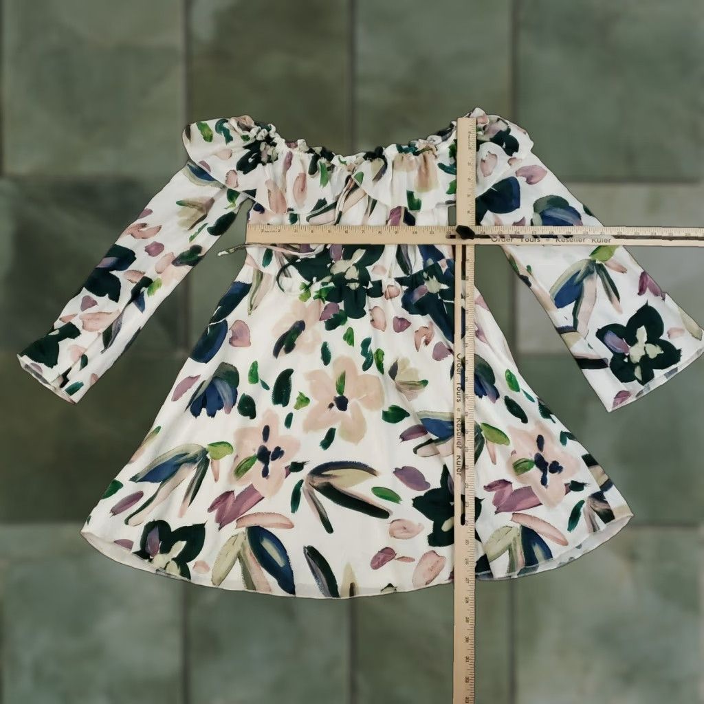 Vintage Stone Cold Fox Mini Dress Women Size 1 White Green Floral Silk Lined Long Sleeve Size XS / US 0-2 / IT 36-38 - 1 Thumbnail