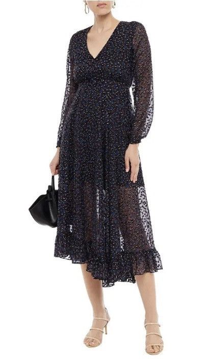 Maje MAJE NWT RAVENA FLORAL BURNOUT VELVET MIDI DRESS SIZE 3 Size L / US 10 / IT 46 - 9 Thumbnail