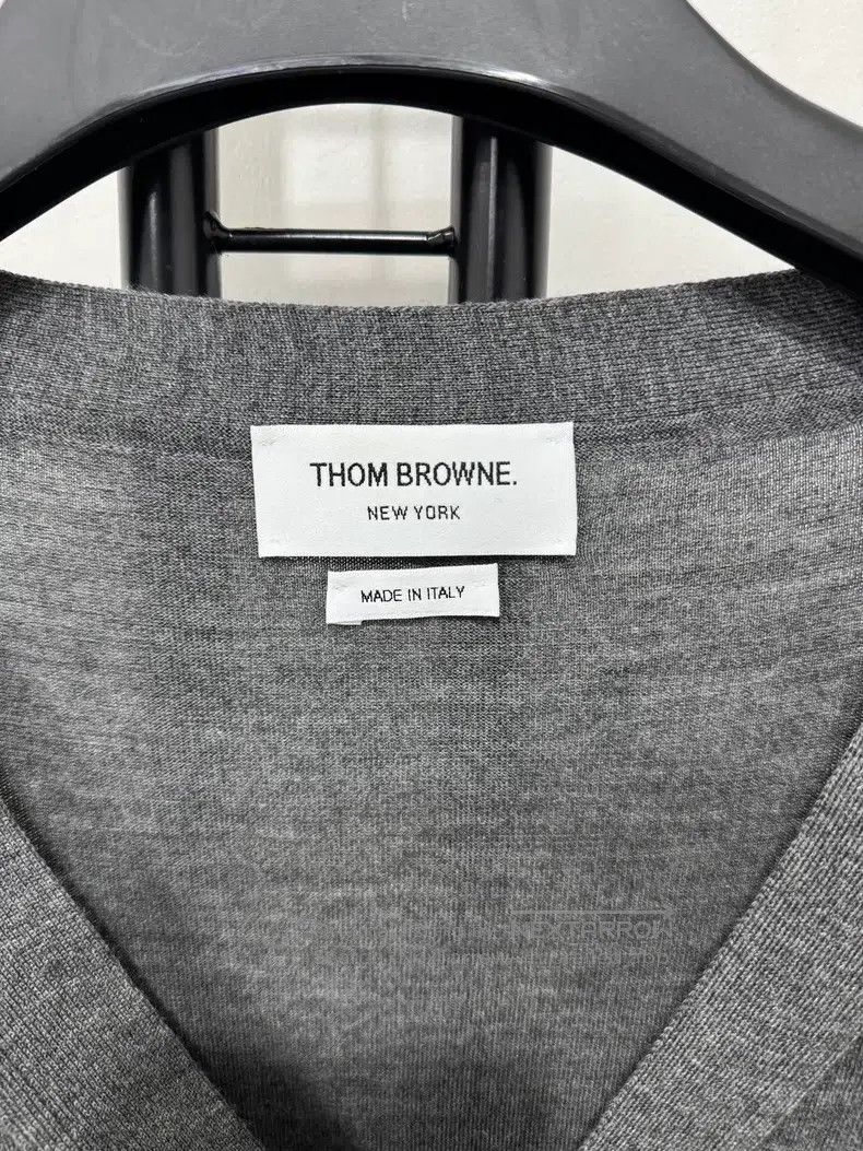 Thom Browne Thom Browne Twill sleeve patch wool cardigan Size US XXL / EU 58 / 5 - 3 Thumbnail