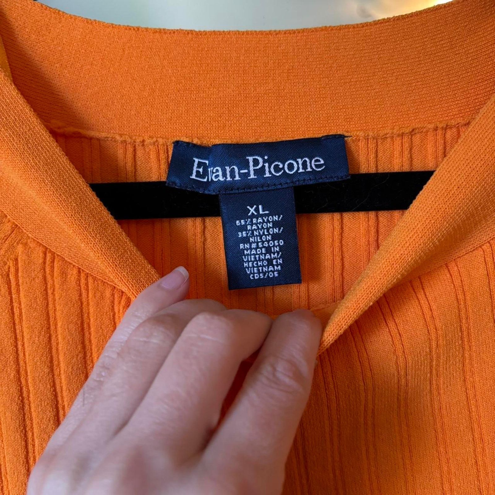 Evan Picone Vintage Evan-Picone Orange Ribbed Top XL Rayon Y2K 00s Size XL / US 12-14 / IT 48-50 - 5 Thumbnail