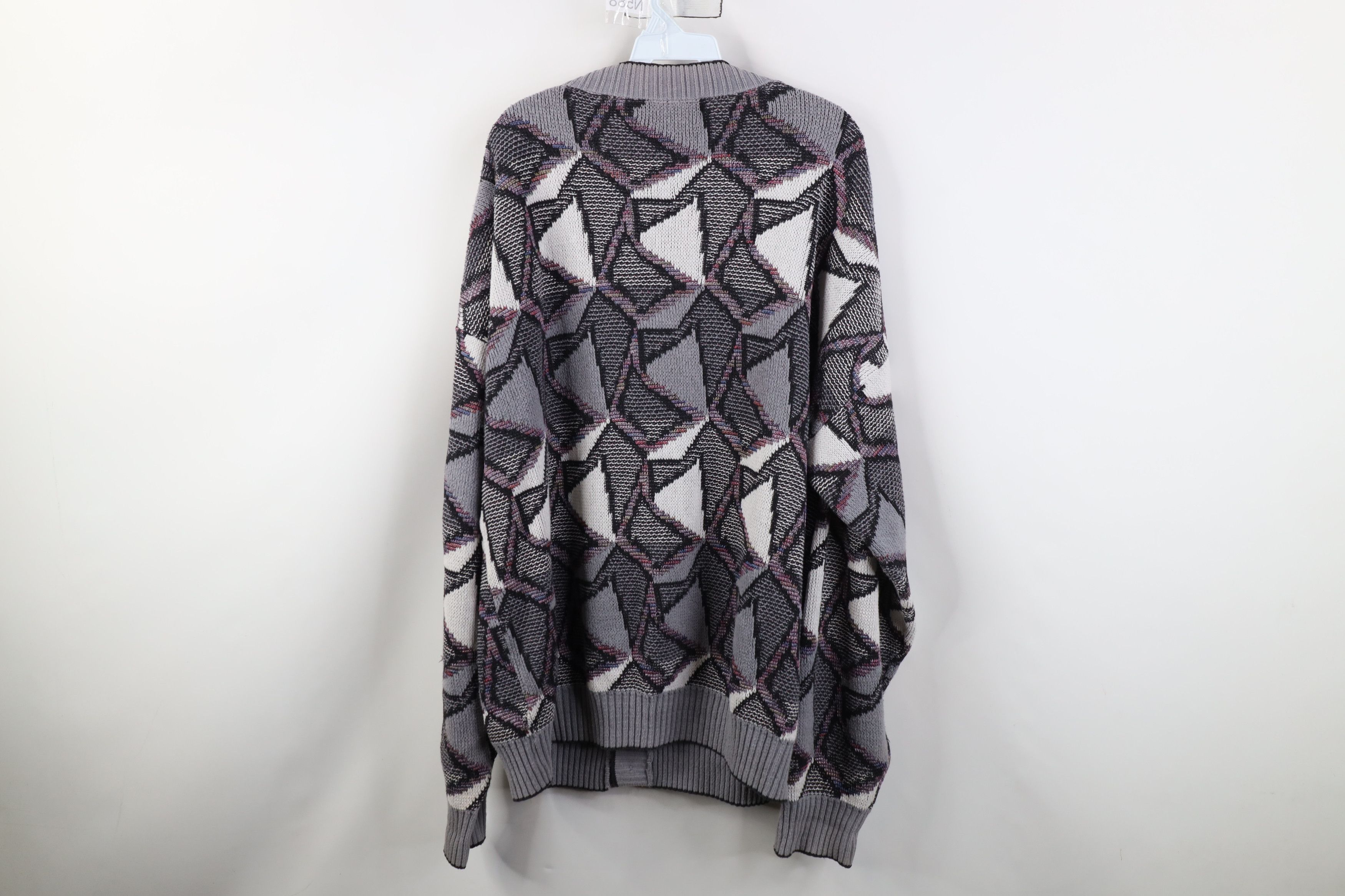 Vintage Vintage 90s Streetwear Geometric Knit Cardigan Sweater USA Size US XXL / EU 58 / 5 - 9 Thumbnail