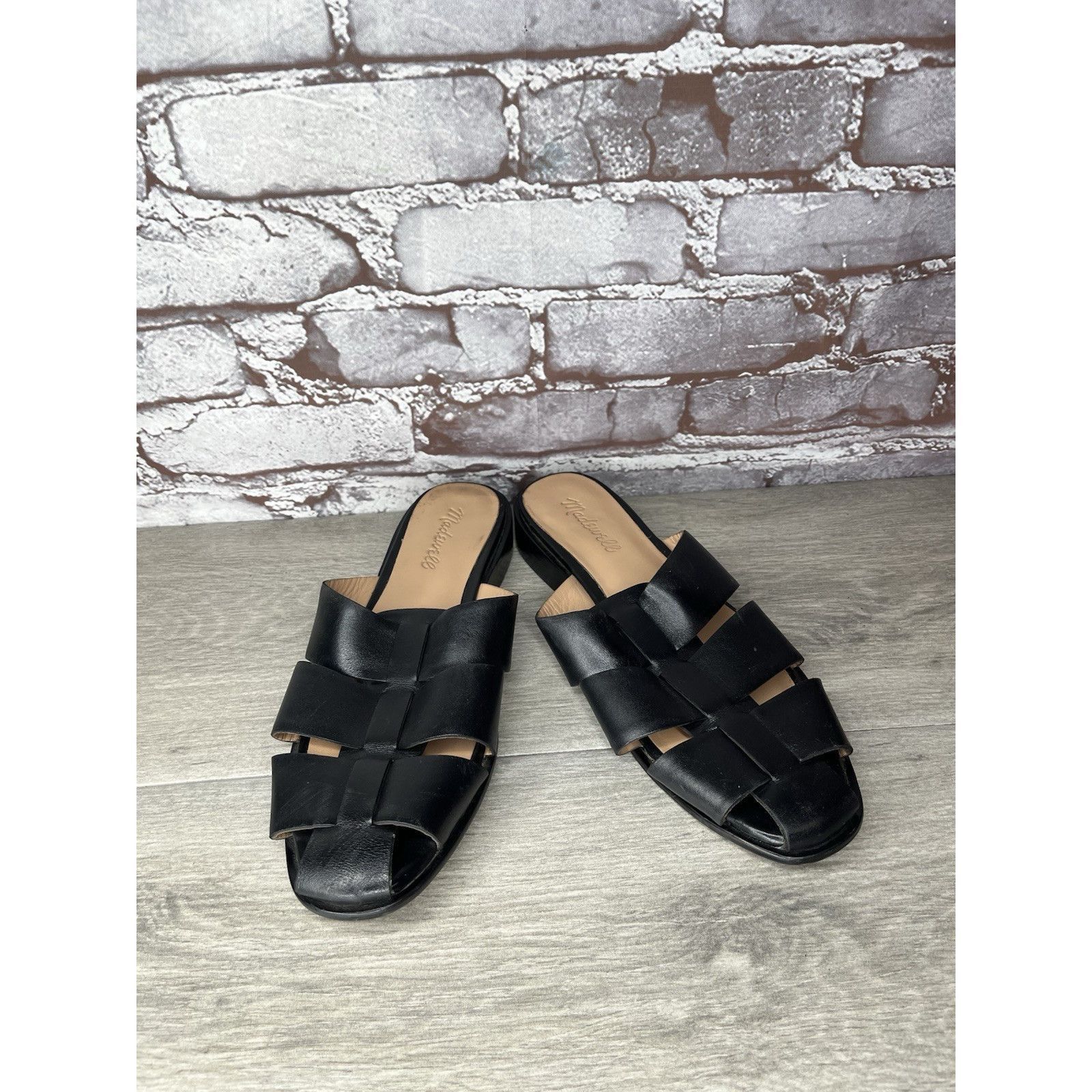 Madewell Madewell The Dixson Fisherman Black Leather Slide Mules Heel Size US 8.5 / IT 38.5 - 15 Thumbnail
