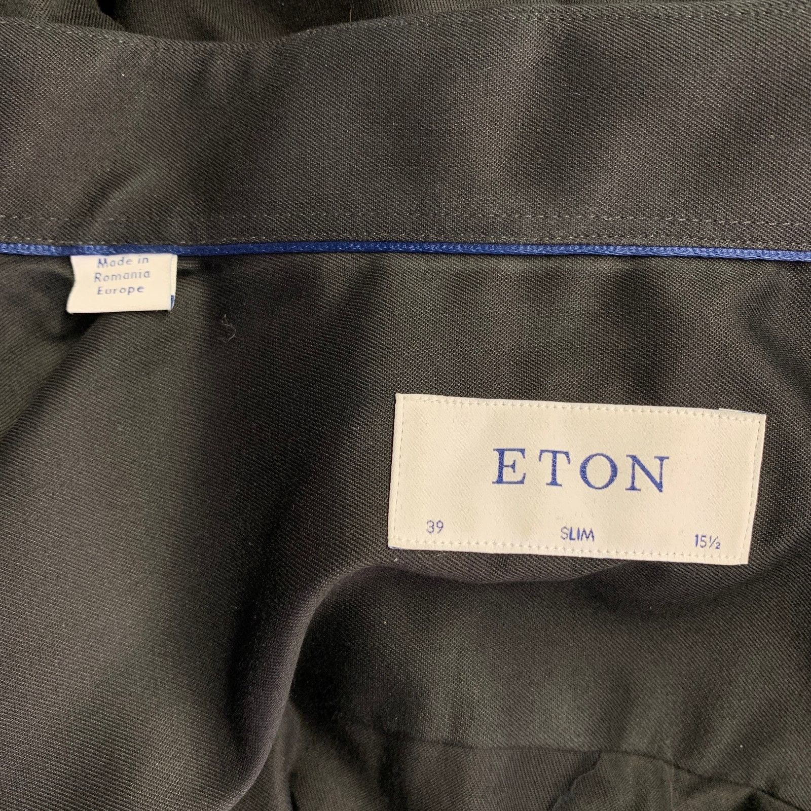 Eton ETON Black Cotton Twill Spread Collar Button Down Shirt Size US S / EU 44-46 / 1 - 4 Thumbnail