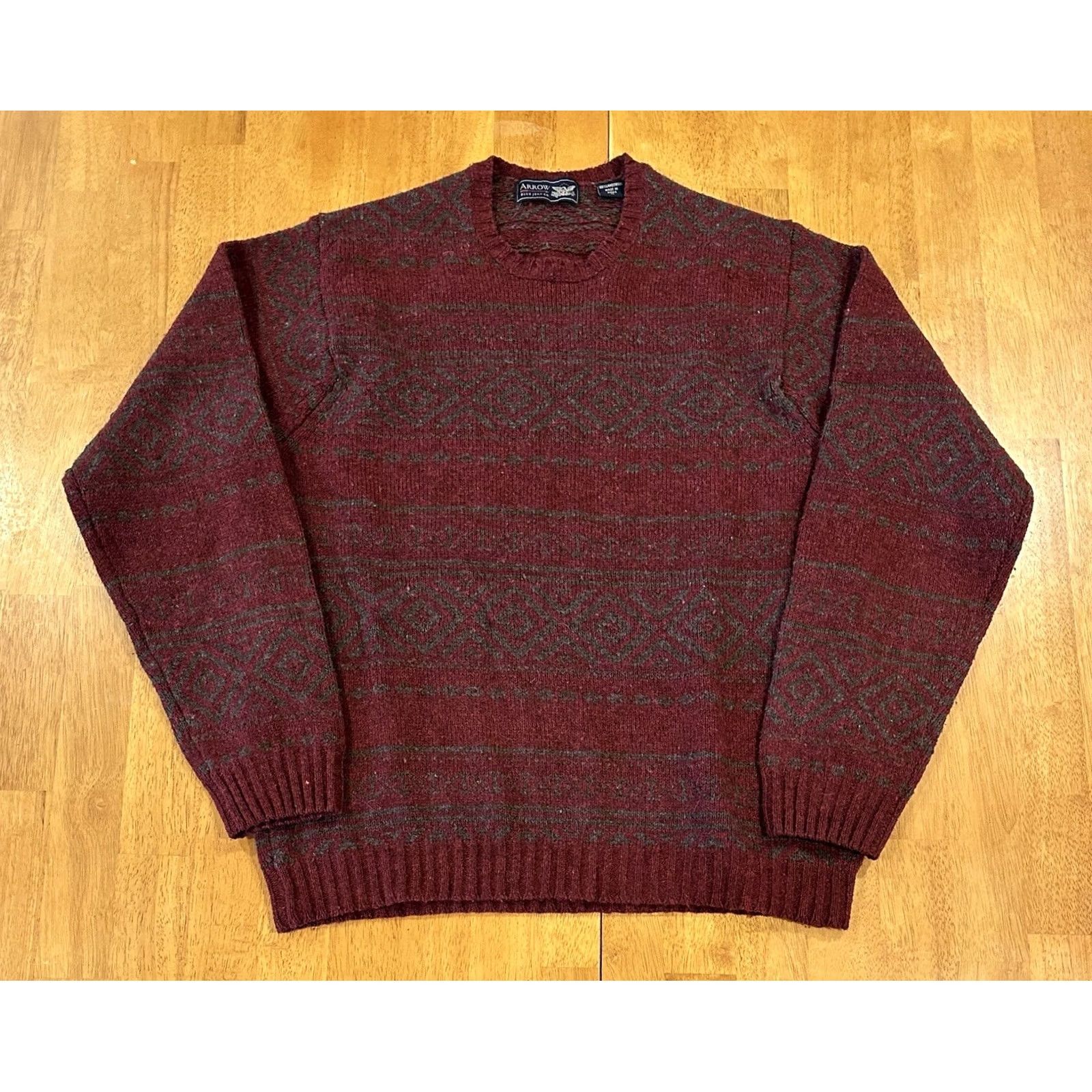 Arrow Arrow Blue Jean Co. Sweater Crewneck Wool M Red Men Medium Ski Vintage No Size US M / EU 48-50 / 2 - 2 Thumbnail