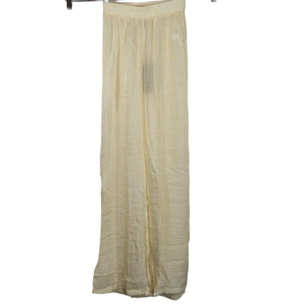 PrettyLittleThing Pretty Little Things Pants Trouser Wide Women Size 4 Cream Size 27" / US 4 / IT 40 - 1 Thumbnail