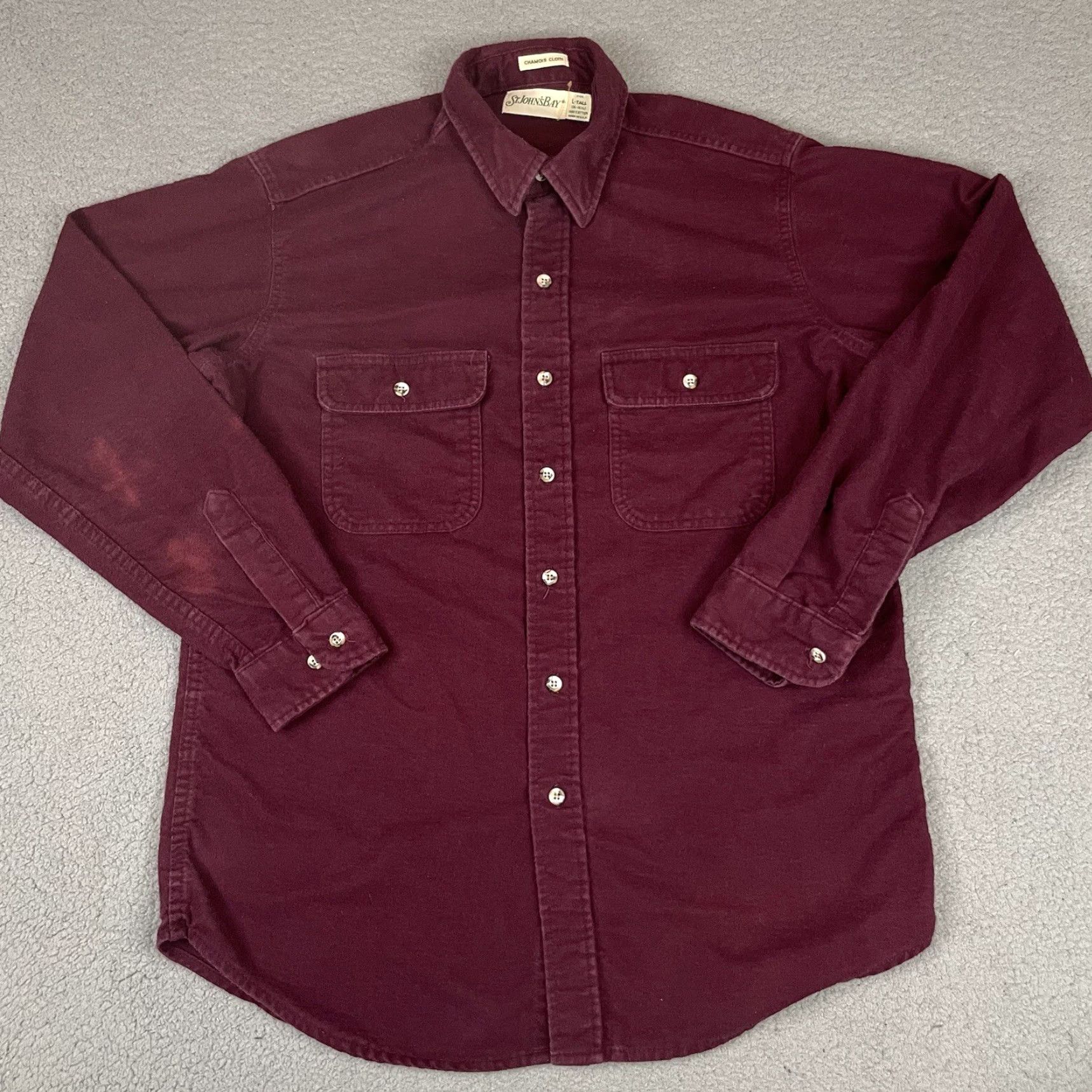 Vintage VINTAGE St Johns Bay Shirt Mens L Tall Maroon Chamois Cloth Button Up Heavy Lined LT Size US L / EU 52-54 / 3 - 2 Thumbnail