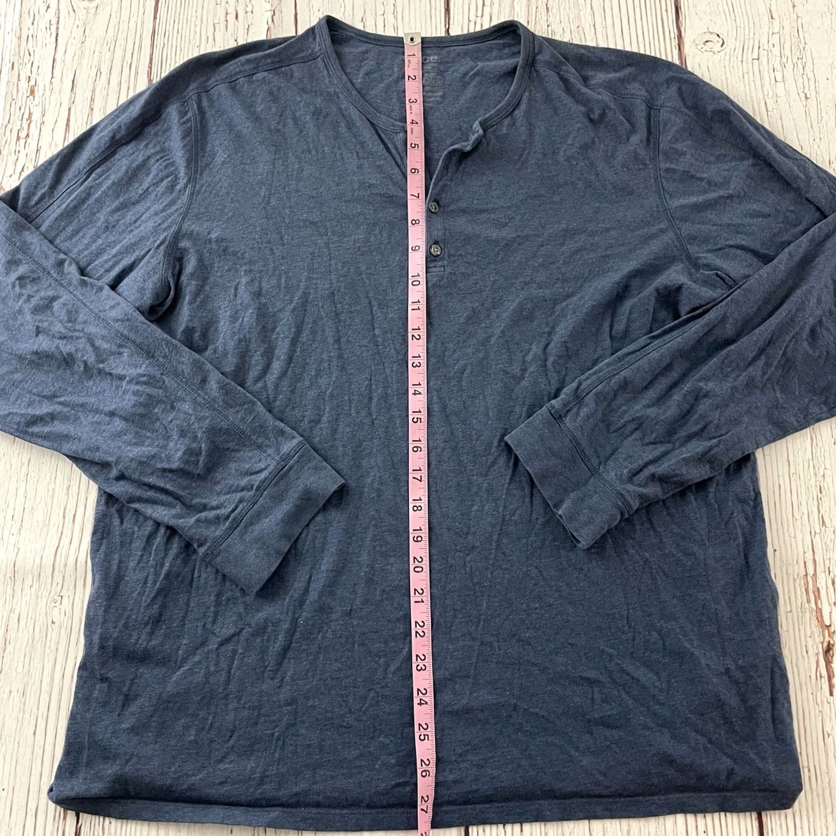 Vince Vince Shirt Mens XL Blue Henley 100% Pima Cotton Long Sleeve Button-Up Size US XL / EU 56 / 4 - 3 Thumbnail
