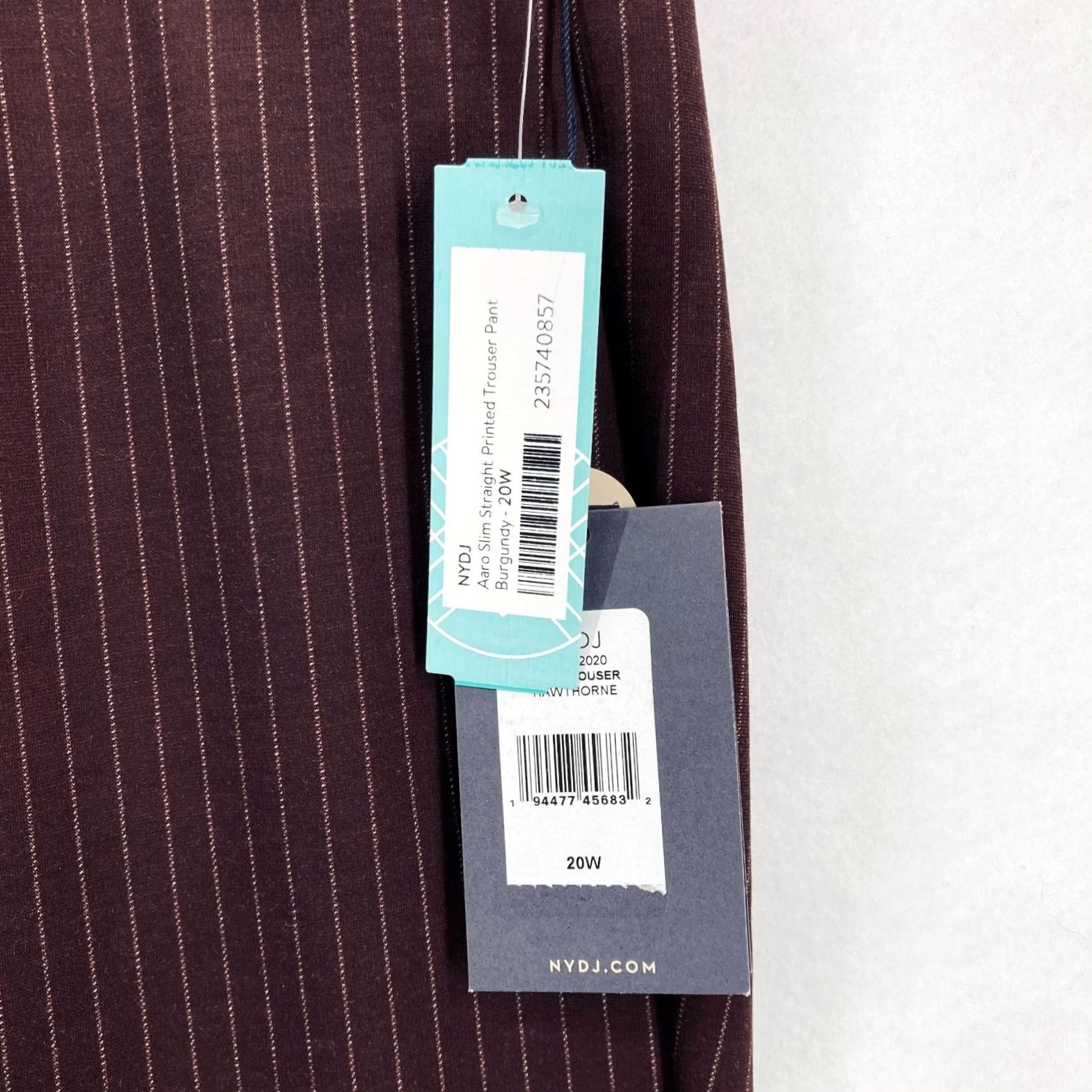 NYDJ NYDJ Aaro Slim Straight Pants Women's Plus 20W Burgundy Red Striped Chino Size 42" / US 20 - 4 Thumbnail