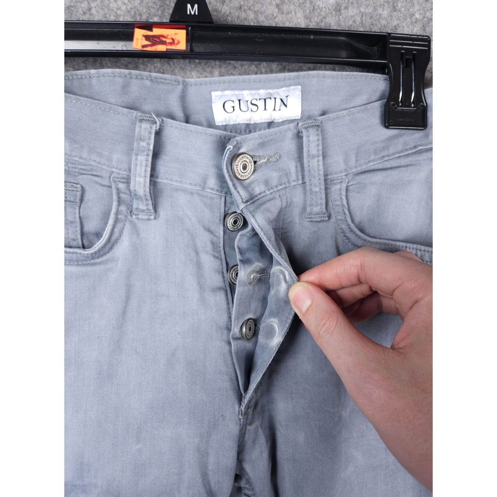 Gustin Gustin Pants Mens 29 x 31 Gray California Slim Button Fly Chino Straight 5-Pocket Size US 29 - 2 Thumbnail