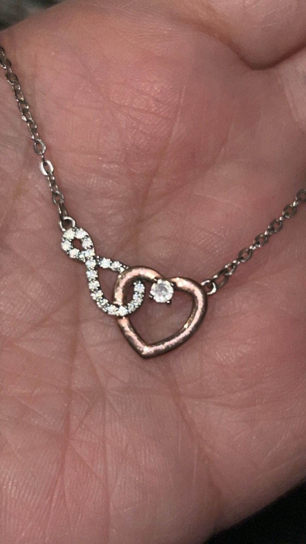 The Unbranded Brand Women's Unbranded Silver & Rose Gold Heart Infinity Necklace Size ONE SIZE - 1 Thumbnail