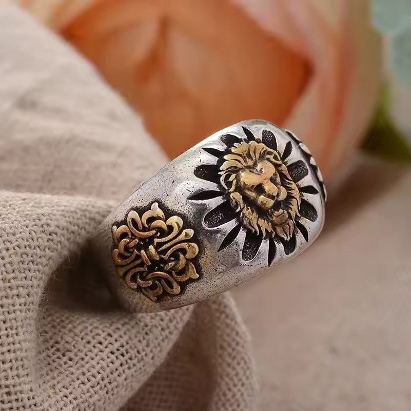 Jewelry × Vintage Vintage Lion Animal Design Thai Silver Ring Size ONE SIZE - 2 Thumbnail