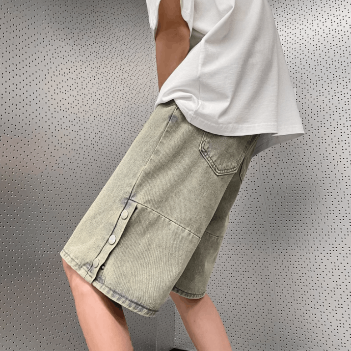 Japanese Brand × Jean Casual straight breasted split denim shorts Size US 32 / EU 48 - 4 Thumbnail