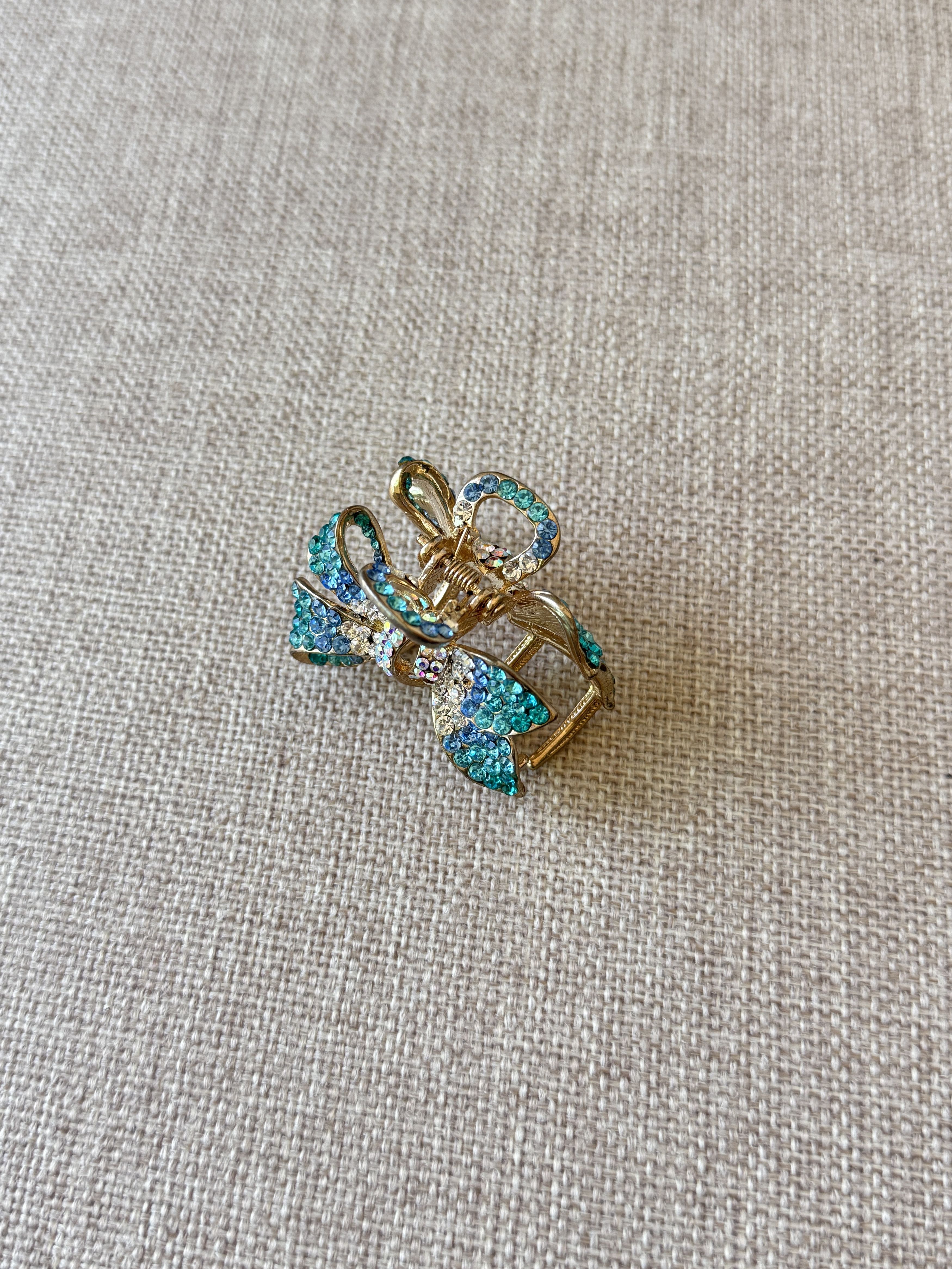 Other Blue Rhinestone Bow Hair Claw Clip Size ONE SIZE - 2 Thumbnail