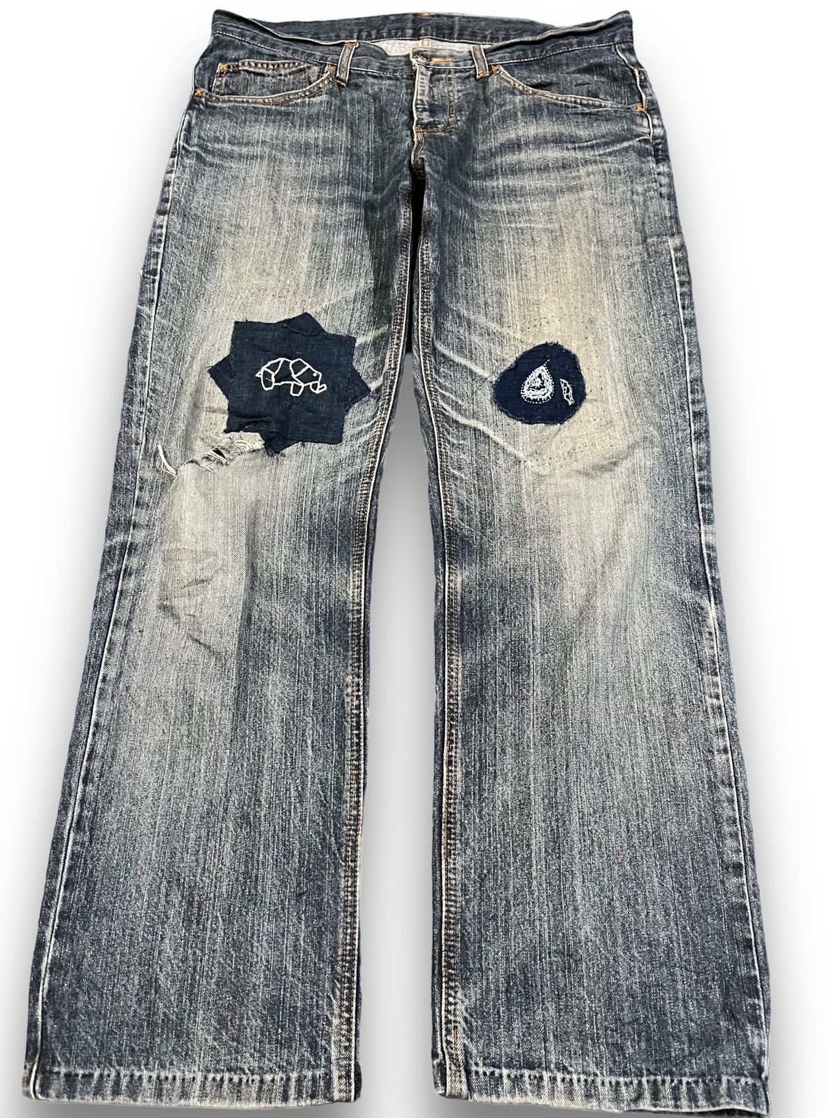 JNCO × Japanese Brand Vintage Japanese Brand Baggy Patches Faded Jeans Size US 35 - 1 Thumbnail