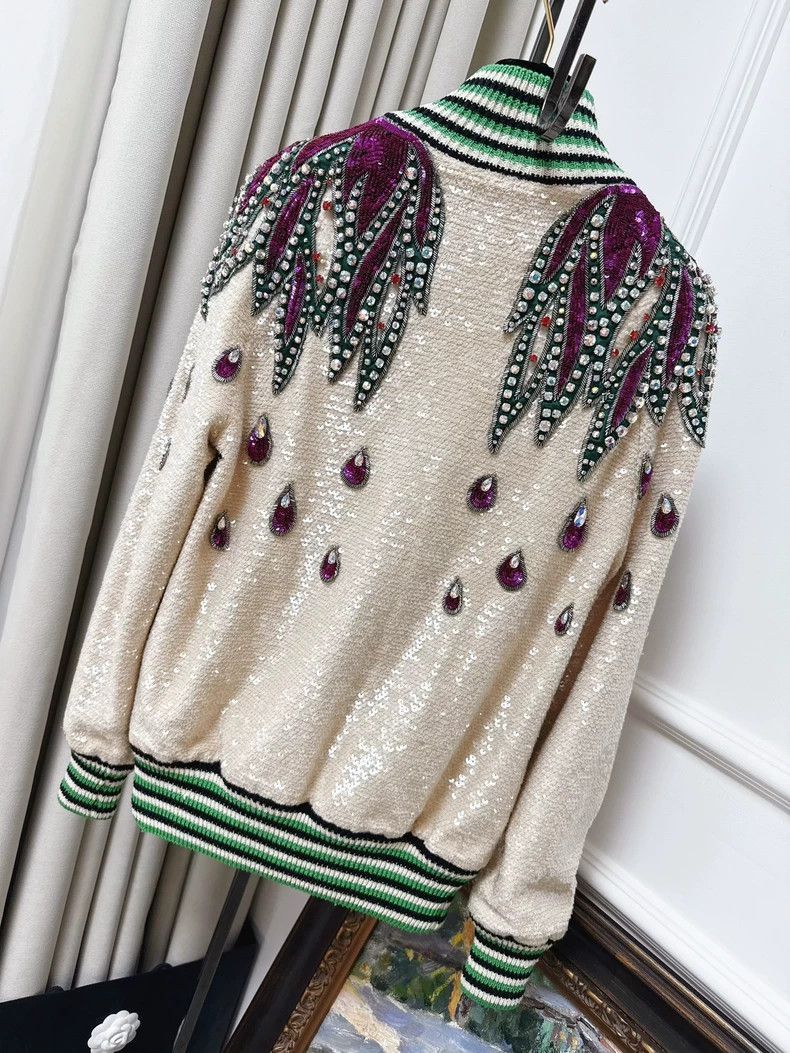 Gucci Gucci Embellished Beige Baseball Jacket-2506 Size XS / US 0-2 / IT 36-38 - 2 Thumbnail