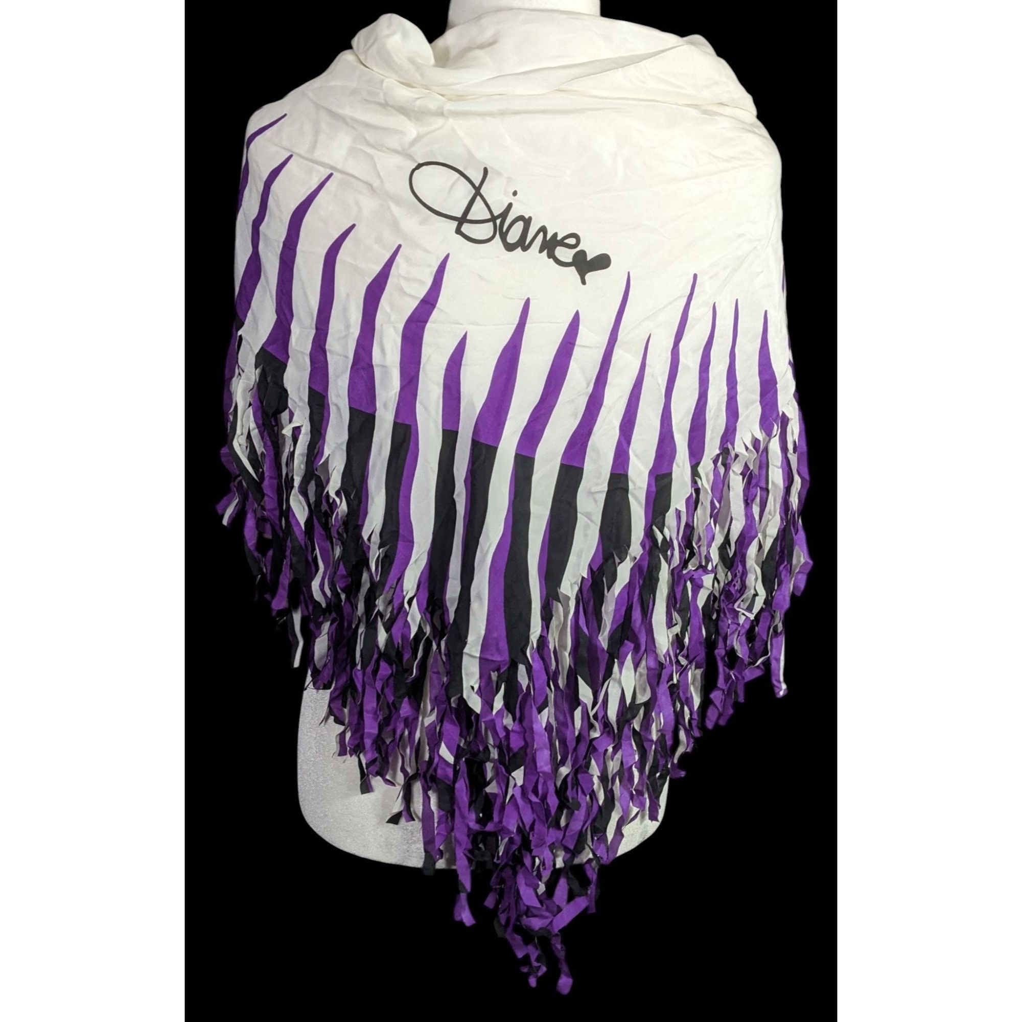 Diane von Furstenberg Vintage Diane Von Furstenberg Purple Stripe Silk Fringe Scar Size ONE SIZE - 1 Thumbnail