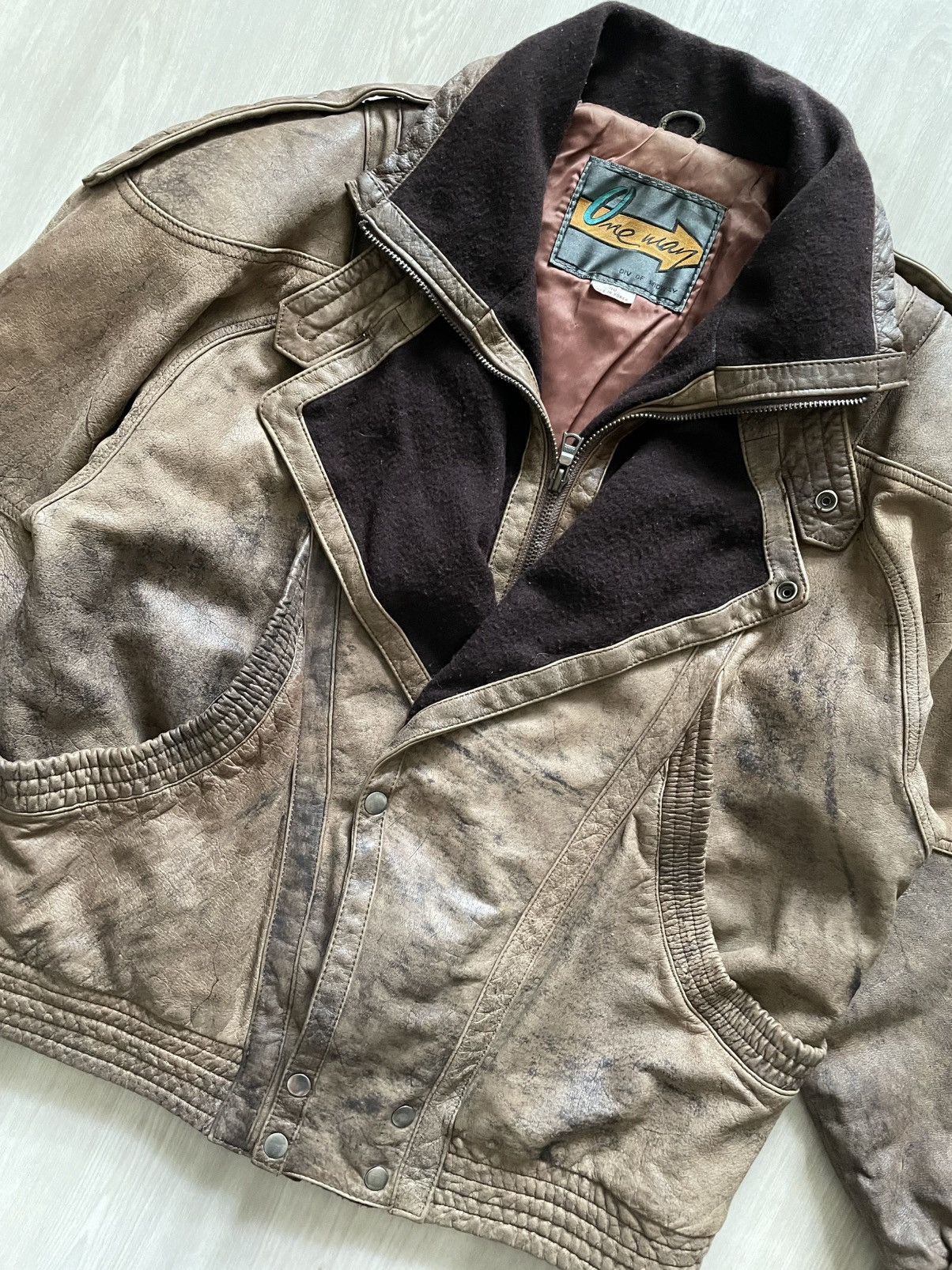 Genuine Leather × Vintage Vintage Brown Leather Bomber Jacket Zip Snap Closure Sz 40 Size US L / EU 52-54 / 3 - 4 Thumbnail