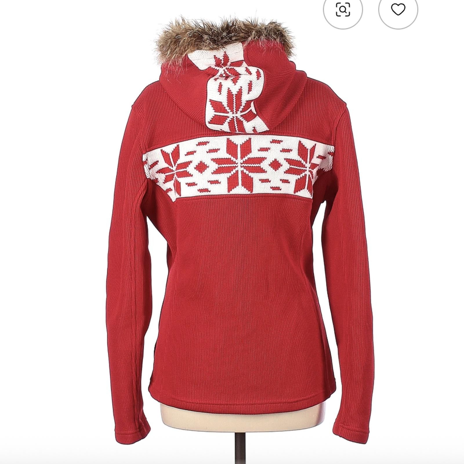 Spyder Spyder Red Zip Up Hoodie with Faux Fur Hood Trim Size L Size L / US 10 / IT 46 - 2 Thumbnail