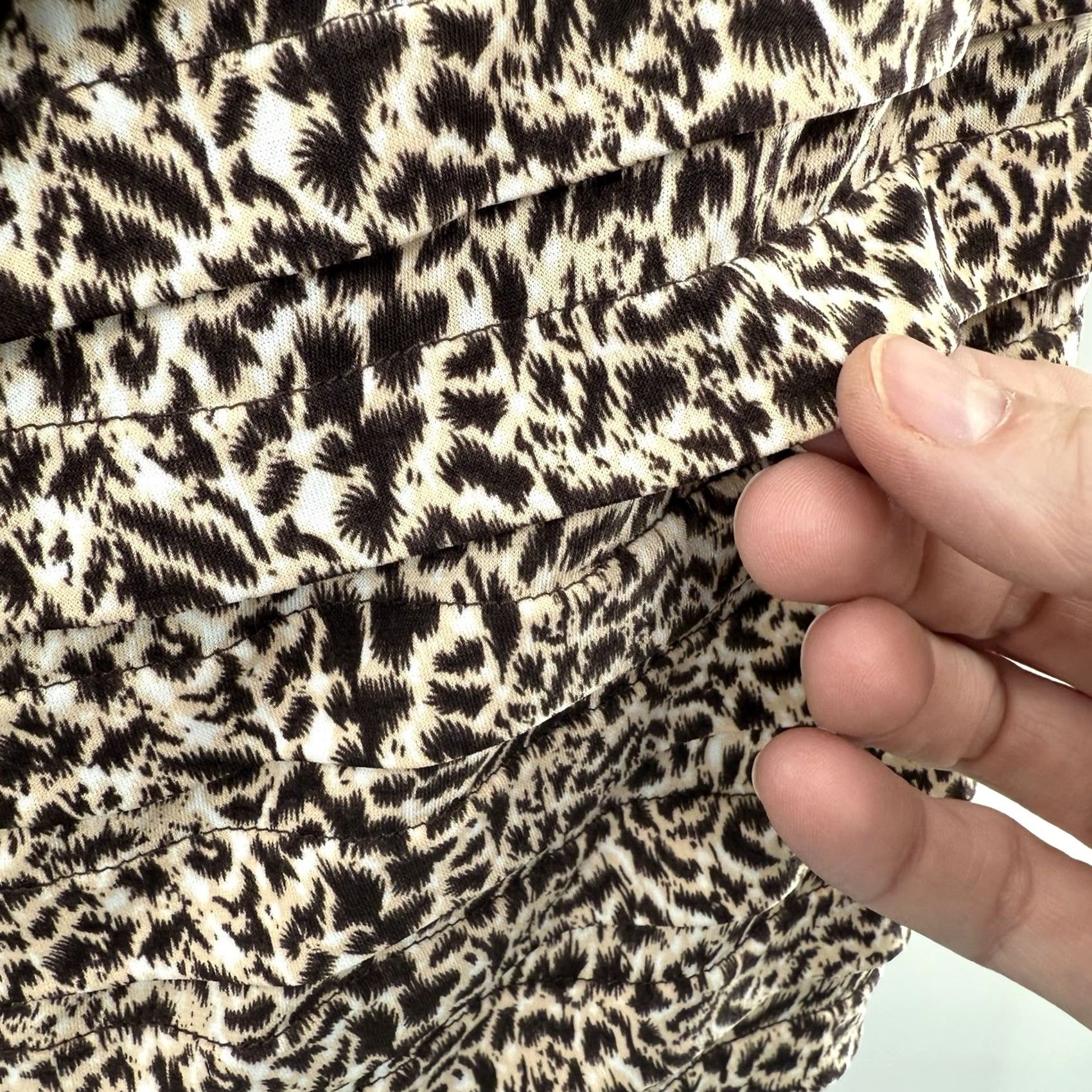 Adrianna Papell Adrianna Papell Sleeveless Leopard Print Pleated Sheath Dress 6 Beige Womens Night/Formal Party/Cocktail Wedding 90s Hipster Bodycon Size M / US 6-8 / IT 42-44 - 6 Thumbnail