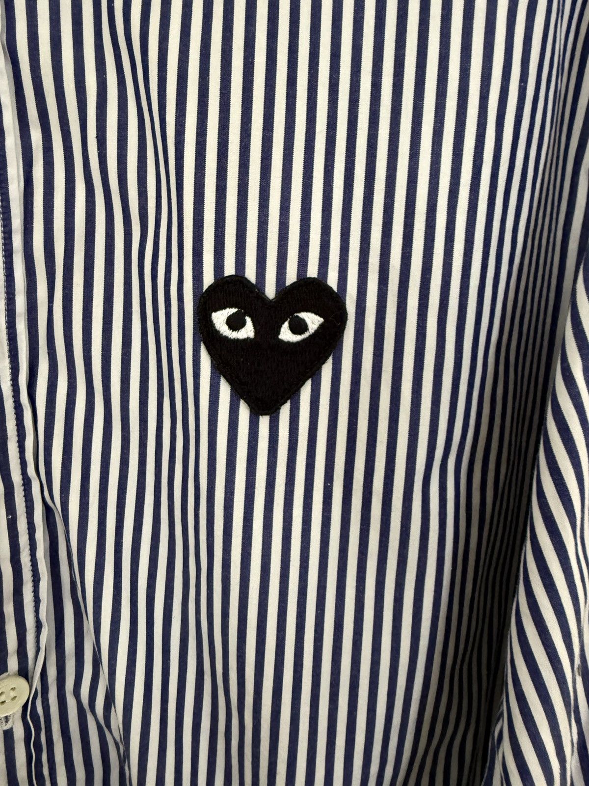Comme des Garcons Homme Plus COMME DES GARCONS PLAY STRIPE BUTTON UP BLACK LOVE EMOJI Size US L / EU 52-54 / 3 - 4 Thumbnail