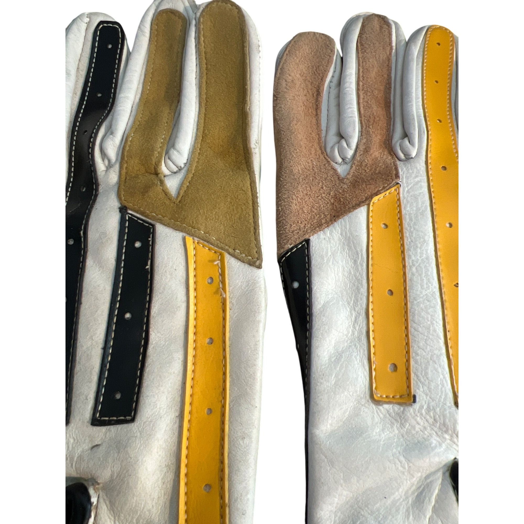 Other Vintage Supporters Club Leather Gloves White Black Yellow Ho Size ONE SIZE - 2 Thumbnail