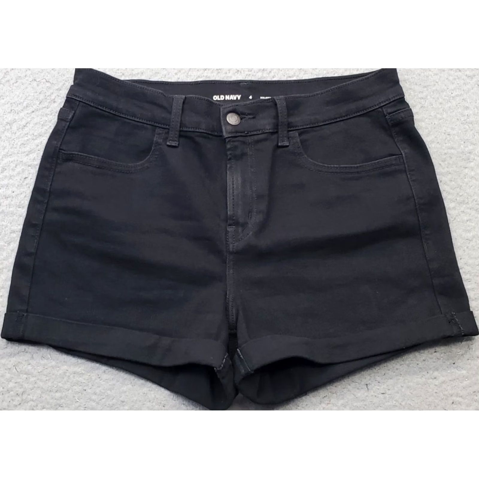 Old Navy Old Navy Womens Shorts 4 Black Denim Stretch Comfort Cuffed Dark Wash Mid-Rise Children's? Size 27" / US 4 / IT 40 - 2 Thumbnail