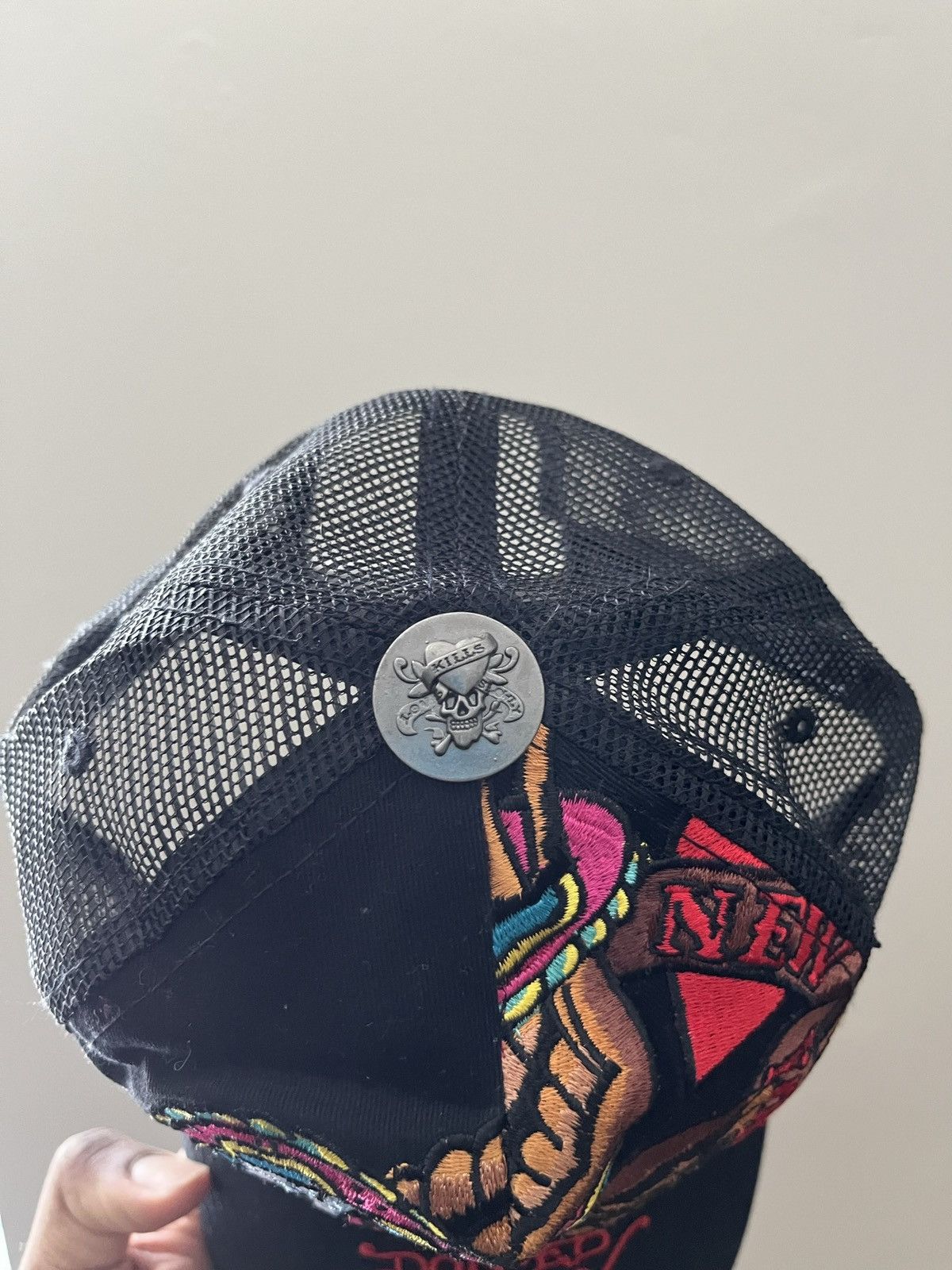 Ed Hardy TWO Ed Hardy Embroidery Skull Trucker Cap Size ONE SIZE - 5 Thumbnail