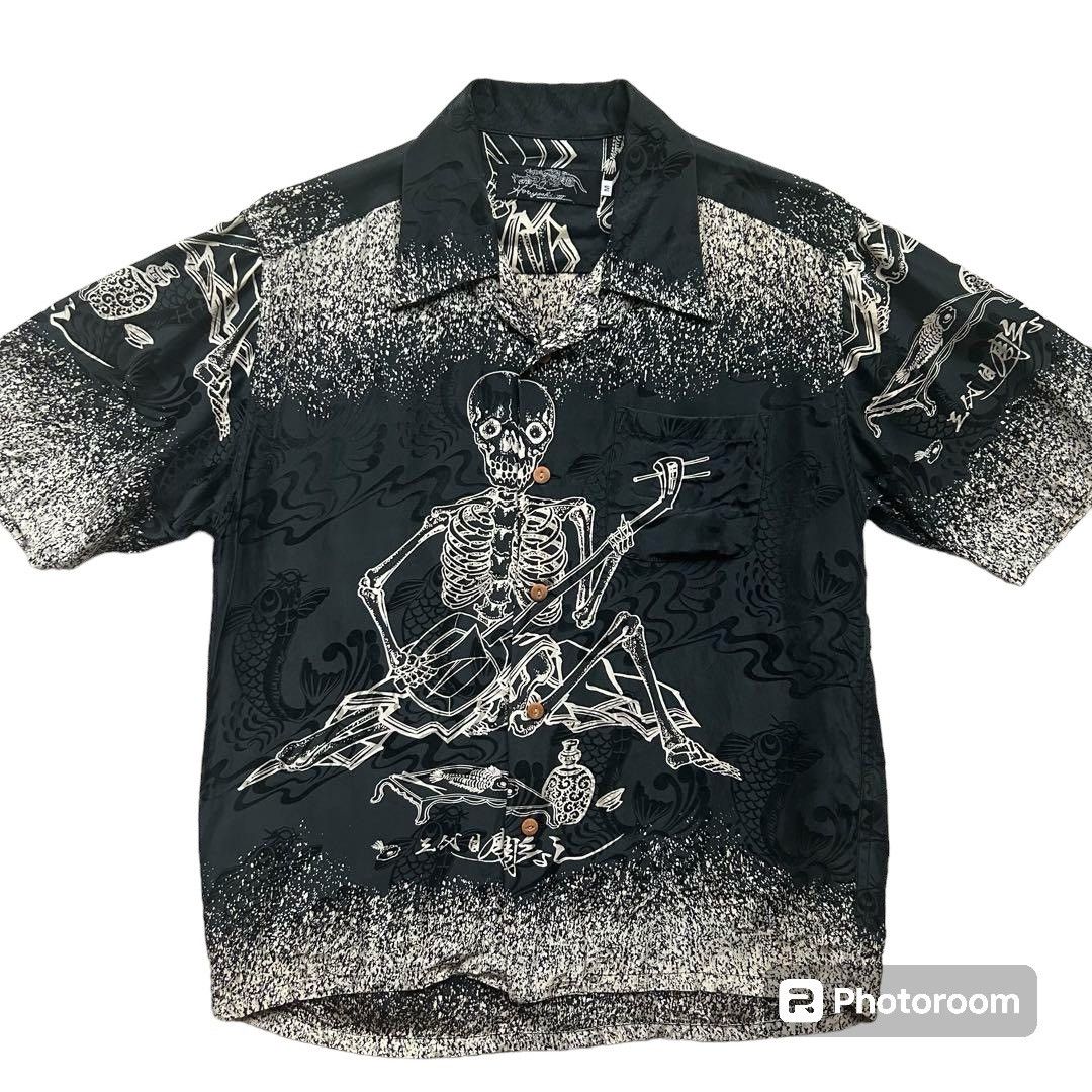 SikSilk 💥FinalDrop💥Vintage Houyoshi Sukajan Skull&Koi Silk Shirt Size US L / EU 52-54 / 3 - 2 Thumbnail