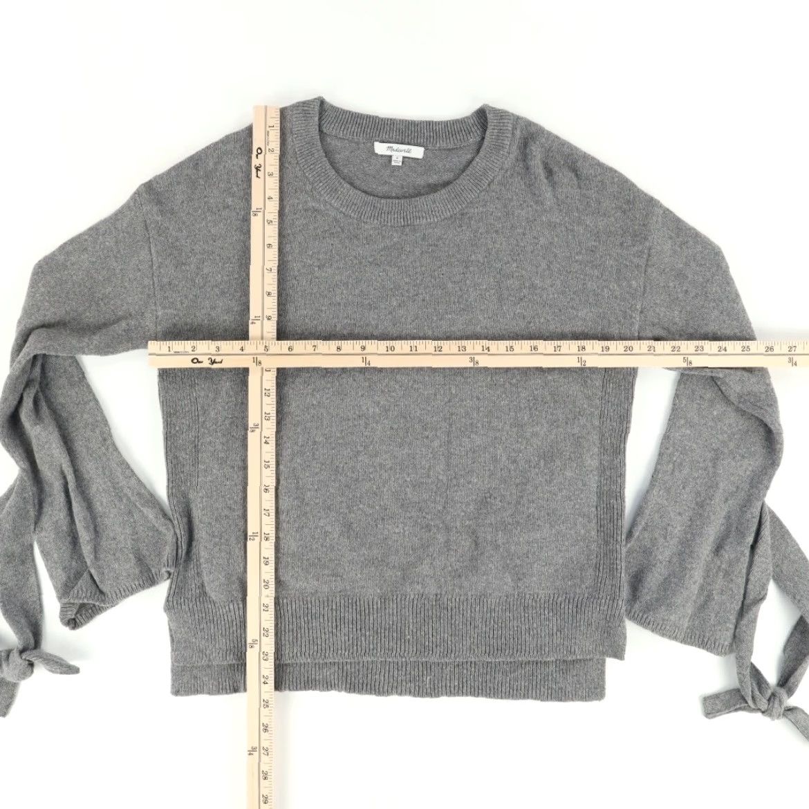 Madewell VINTAGE Madewell Crew Neck Tie Cuff Bow Tie Sweater Gray G9614 Women's S Size S / US 4 / IT 40 - 3 Thumbnail