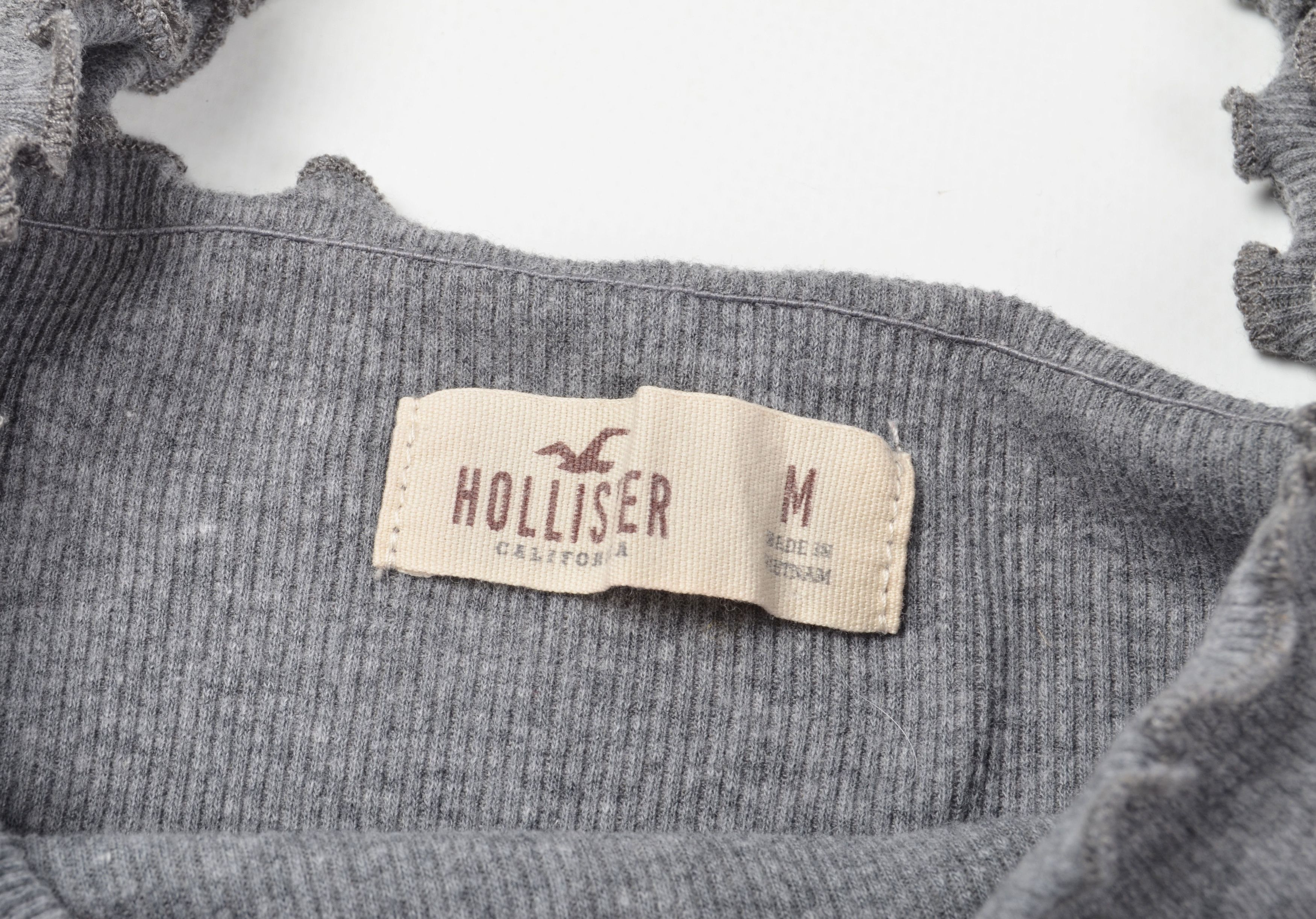 Hollister Hollister Y2K Rib Knit Gray Off Shoulders Babydoll Tee Top Size M / US 6-8 / IT 42-44 - 6 Thumbnail