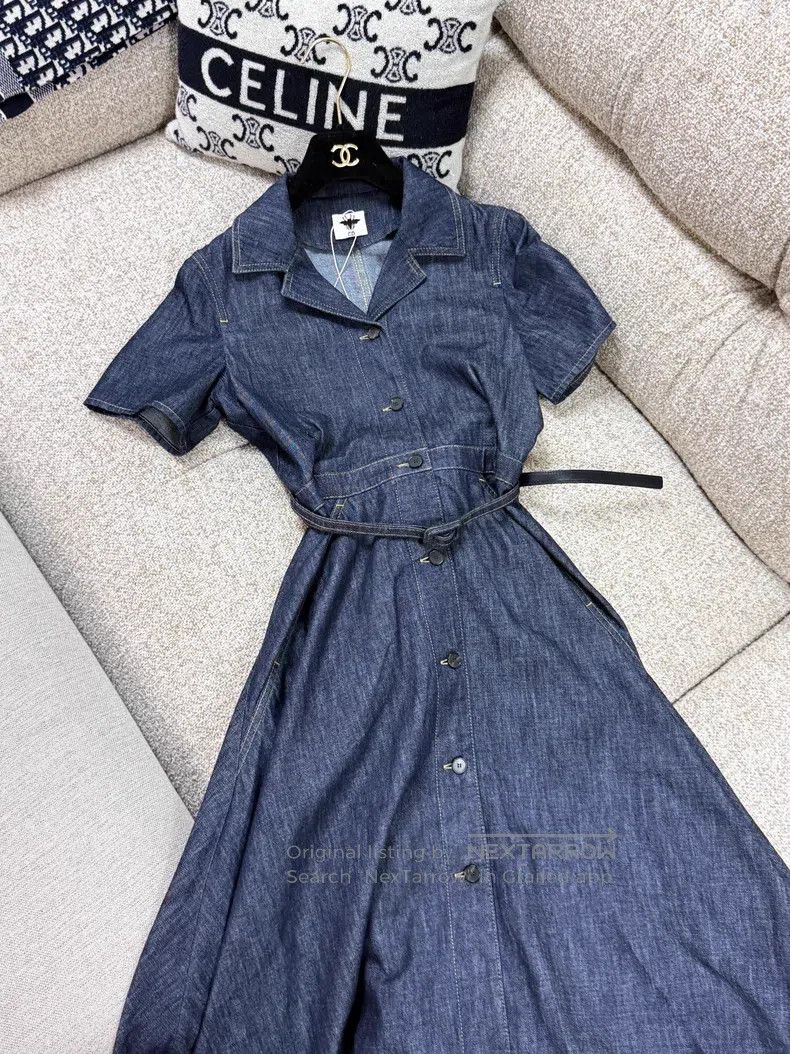 Dior Dior Denim short-sleeved dress Size XXS / US 00 / IT 34 - 2 Thumbnail