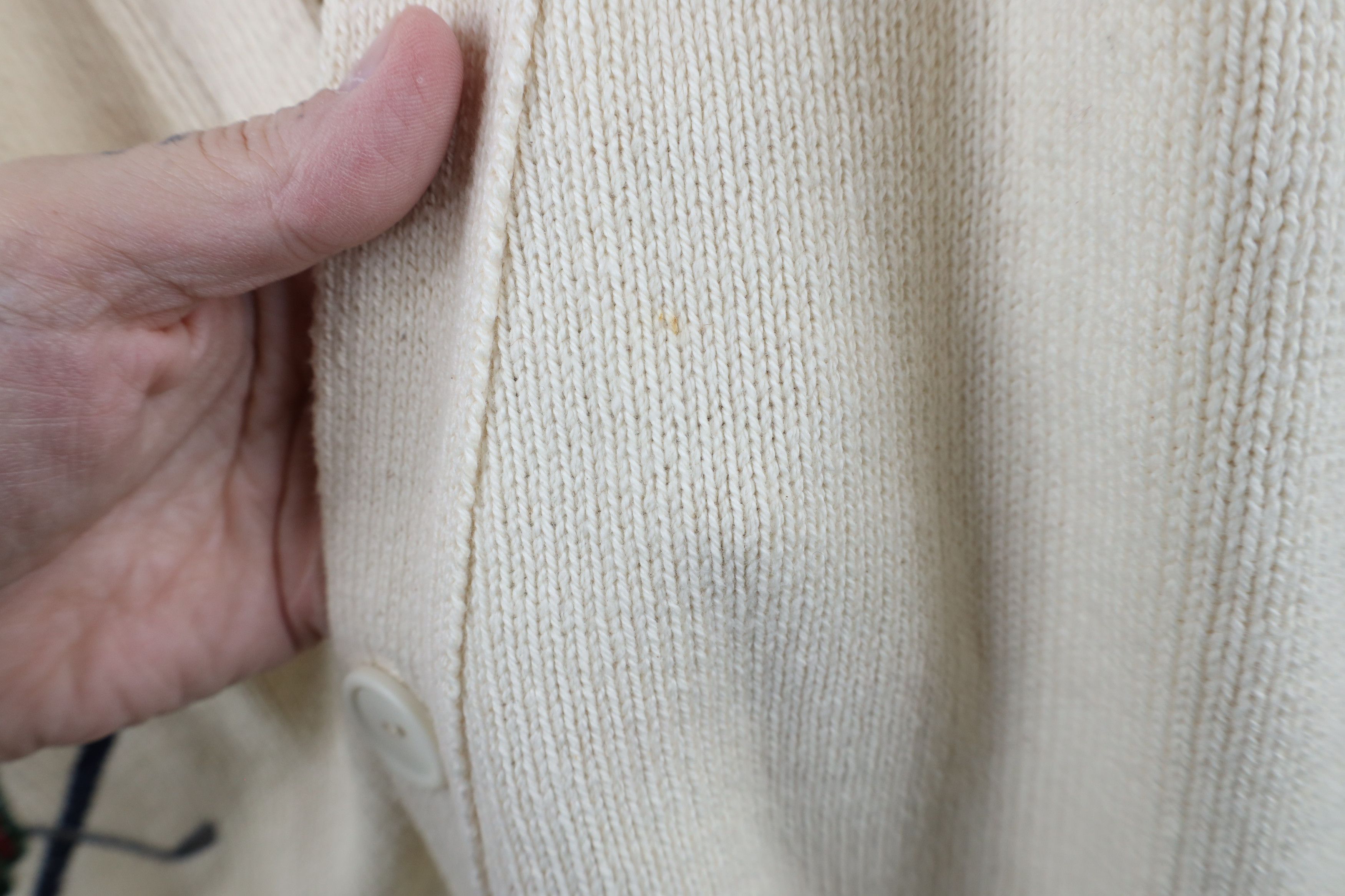 Vintage Vintage 90s Golf Ribbed Knit Cardigan Sweater Cream USA Size US XL / EU 56 / 4 - 8 Thumbnail