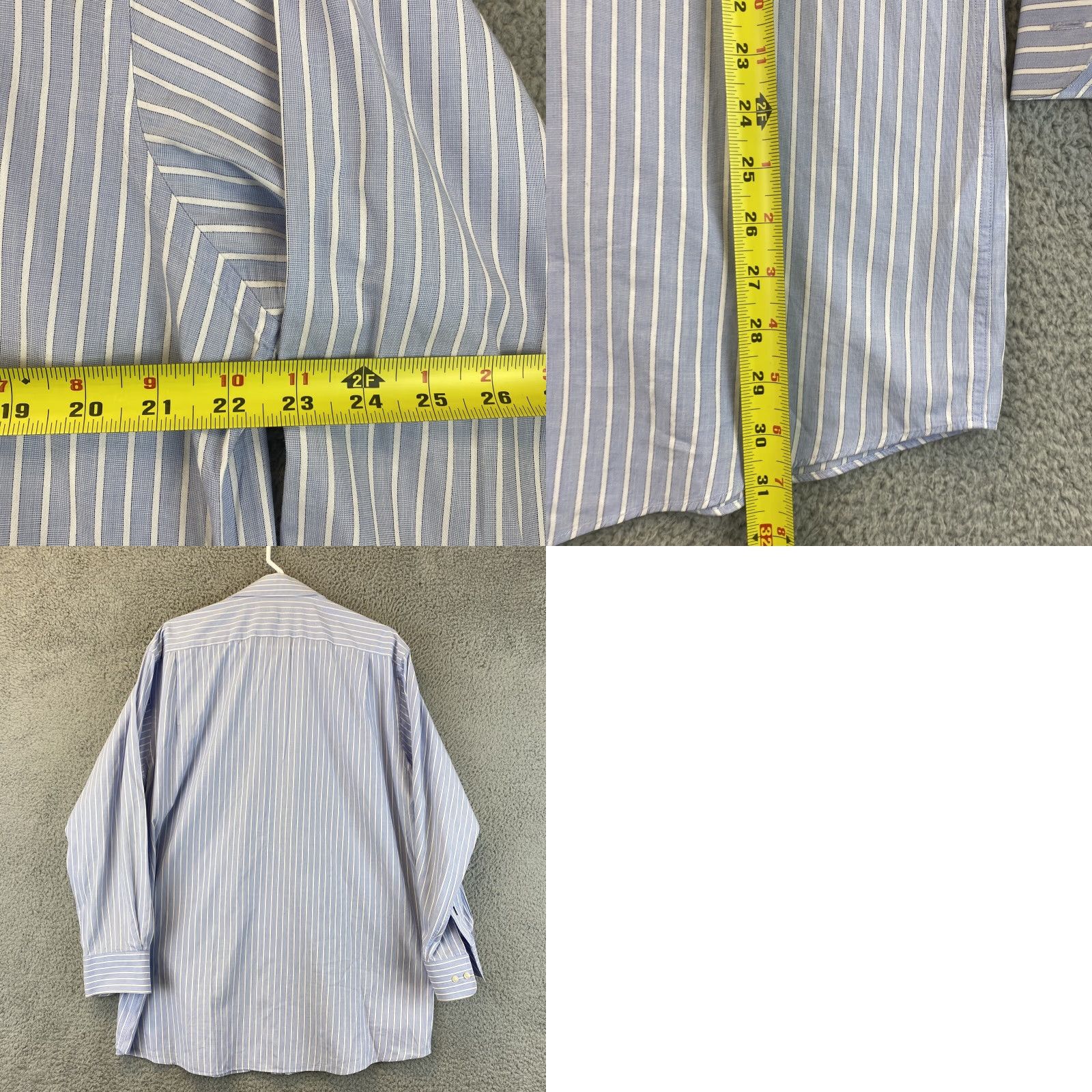 Tommy Hilfiger Tommy Hilfiger Regular Fit Dress Shirt Men's Long Sleeve Collared Button Casual Workwear Blue Striped Size L Size 42R - 8 Thumbnail