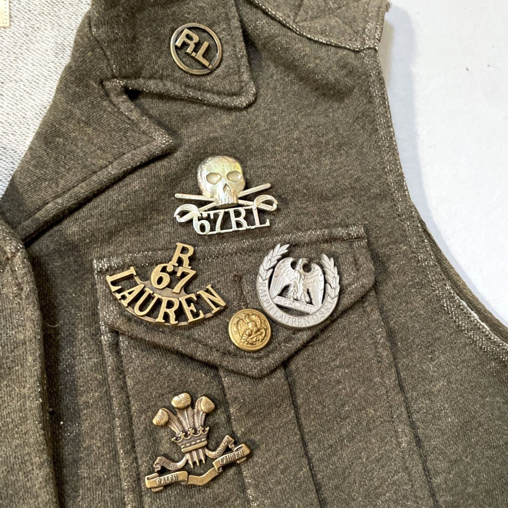Vintage Denim & Supply Ralph Lauren Women’s Vintage Military Style Army Officer Vest L Green Army 40s 30s Americana Heritage Captain Field Womens Size L / US 10 / IT 46 - 4 Thumbnail
