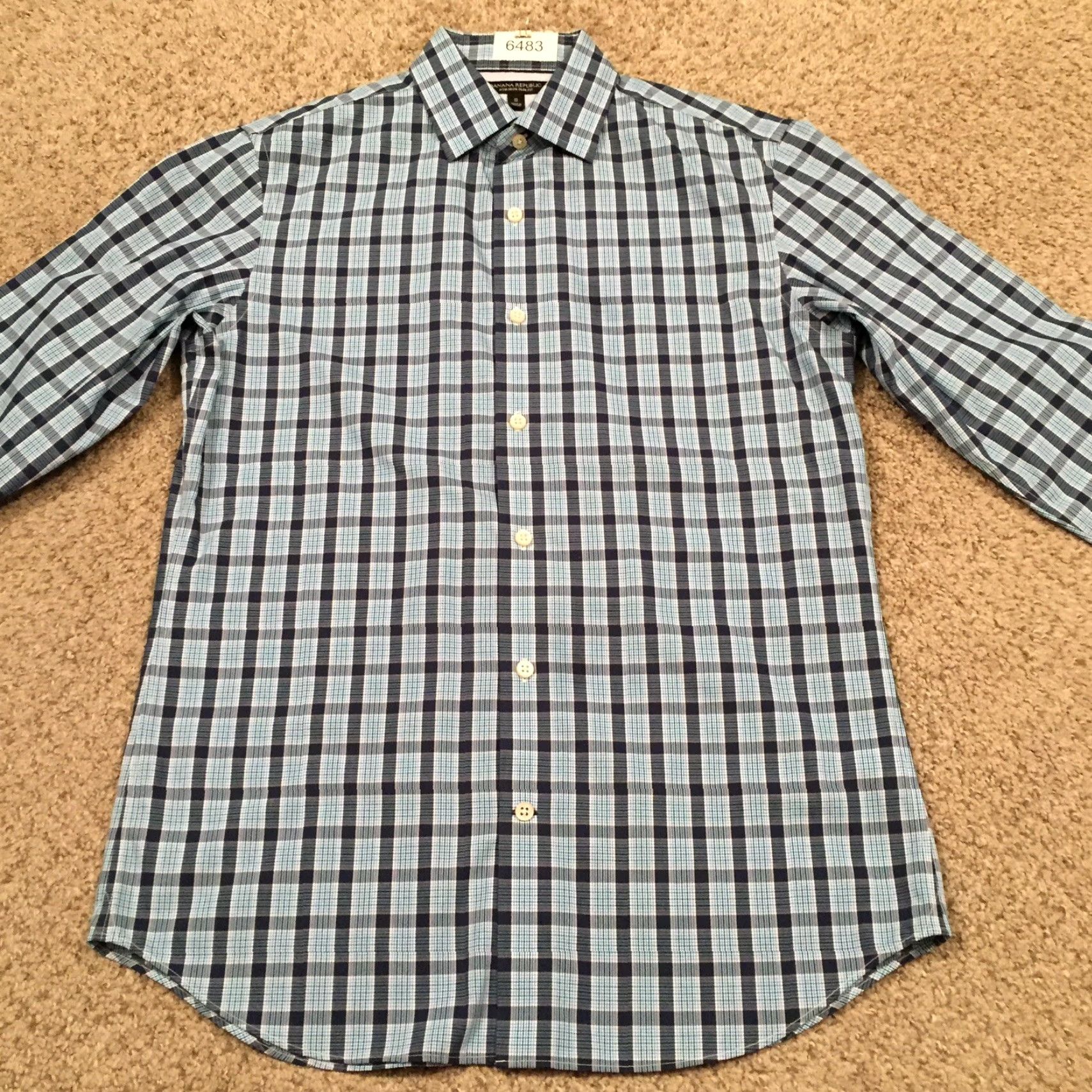 Banana Republic Banana Republic Shirt Mens Small Slim Blue Plaid Long Sleeve Button Up Size US S / EU 44-46 / 1 - 5 Thumbnail