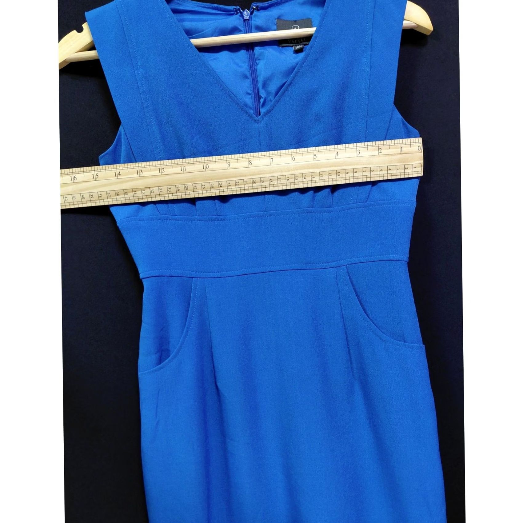Adrianna Papell ADRIANNA PAPELL Dress Women Size 2P Blue Solid Sleeveless V-Neck Knee Length Size XS / US 0-2 / IT 36-38 - 5 Thumbnail