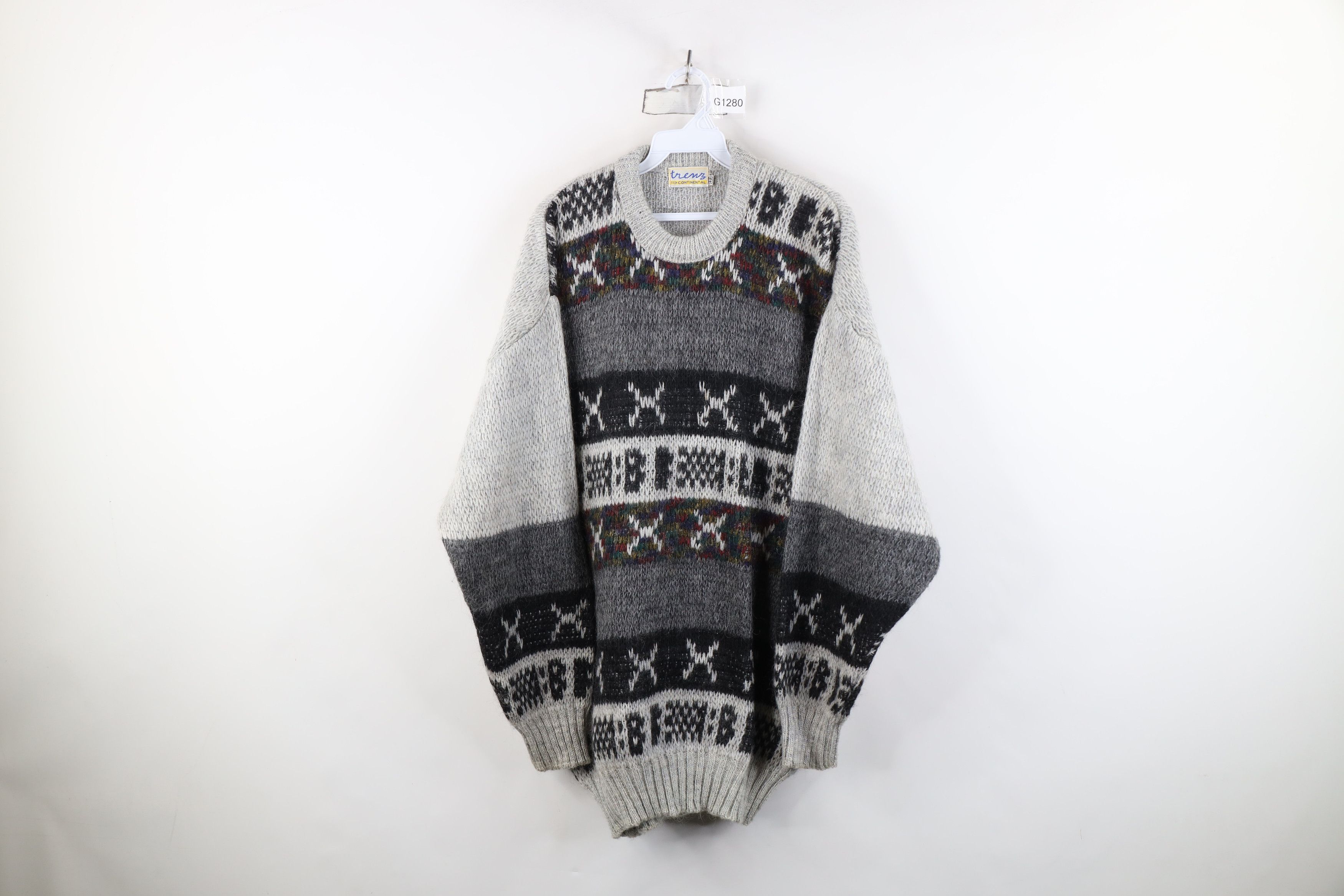 Vintage Vintage 90s Streetwear Blend Knit Geometric Crewneck Sweater Size US XL / EU 56 / 4 - 1 Thumbnail