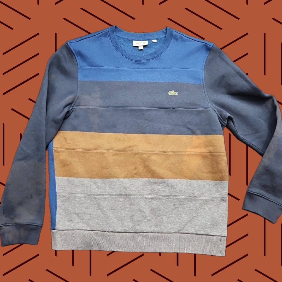 Lacoste Lacoste Sweatshirt Men XL Colorblock Crewneck Pullover Logo Blue Gray Brown Regular Cotton Pullover Season Spring Winter Fall Mens Size US XL / EU 56 / 4 - 1 Thumbnail
