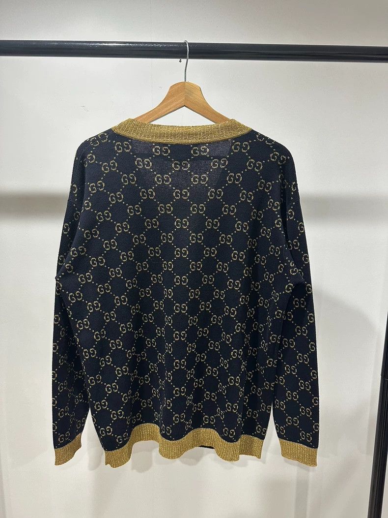 Gucci Gucci Black gold GG full print logo cardigan sweater 2501-N Size US M / EU 48-50 / 2 - 2 Thumbnail