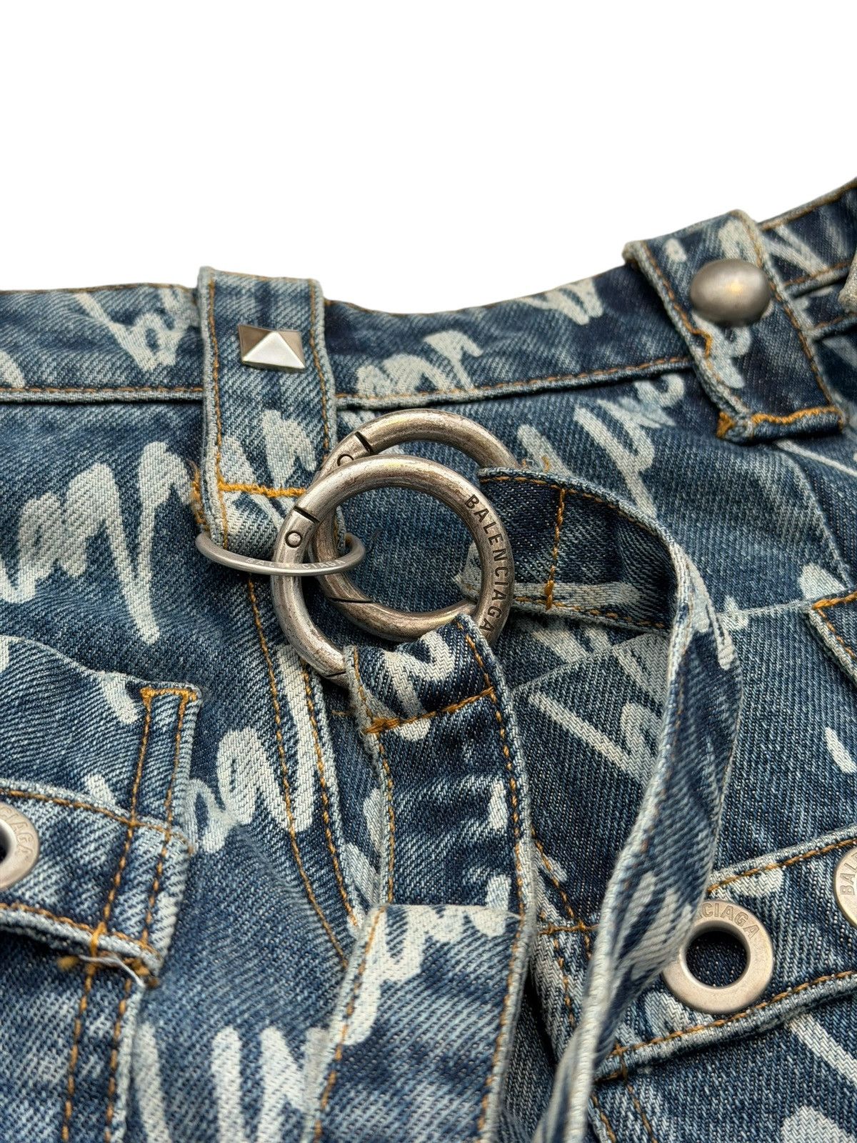 Balenciaga Runway Script Raver Rave Denim Skirt Size US 28 / EU 44 - 13 Thumbnail