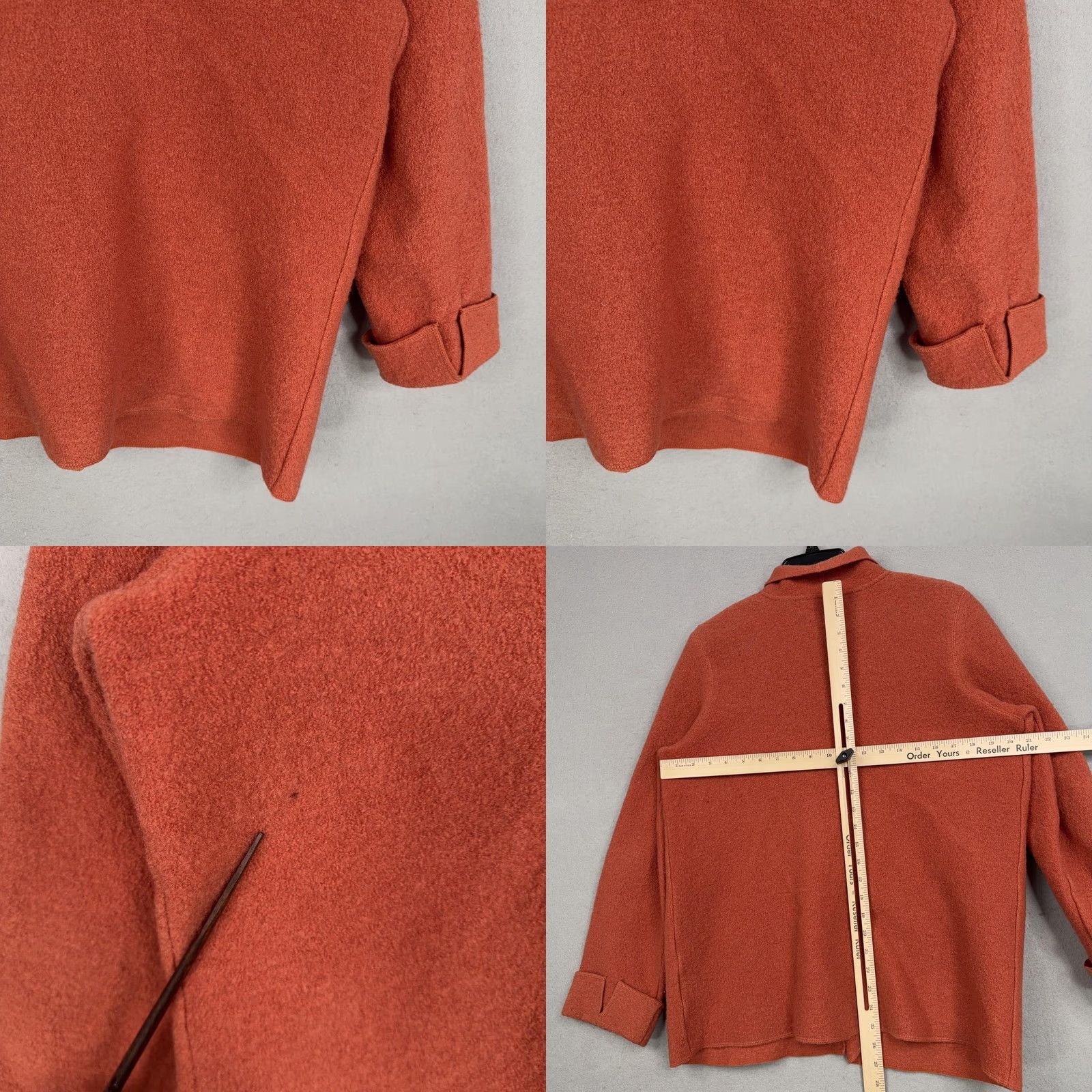 Vintage VINTAGE Josephine Chaus Jacket Womens Medium Rust Boiled Wool Button 90s Orange Wool Coat Size M / US 6-8 / IT 42-44 - 9 Thumbnail