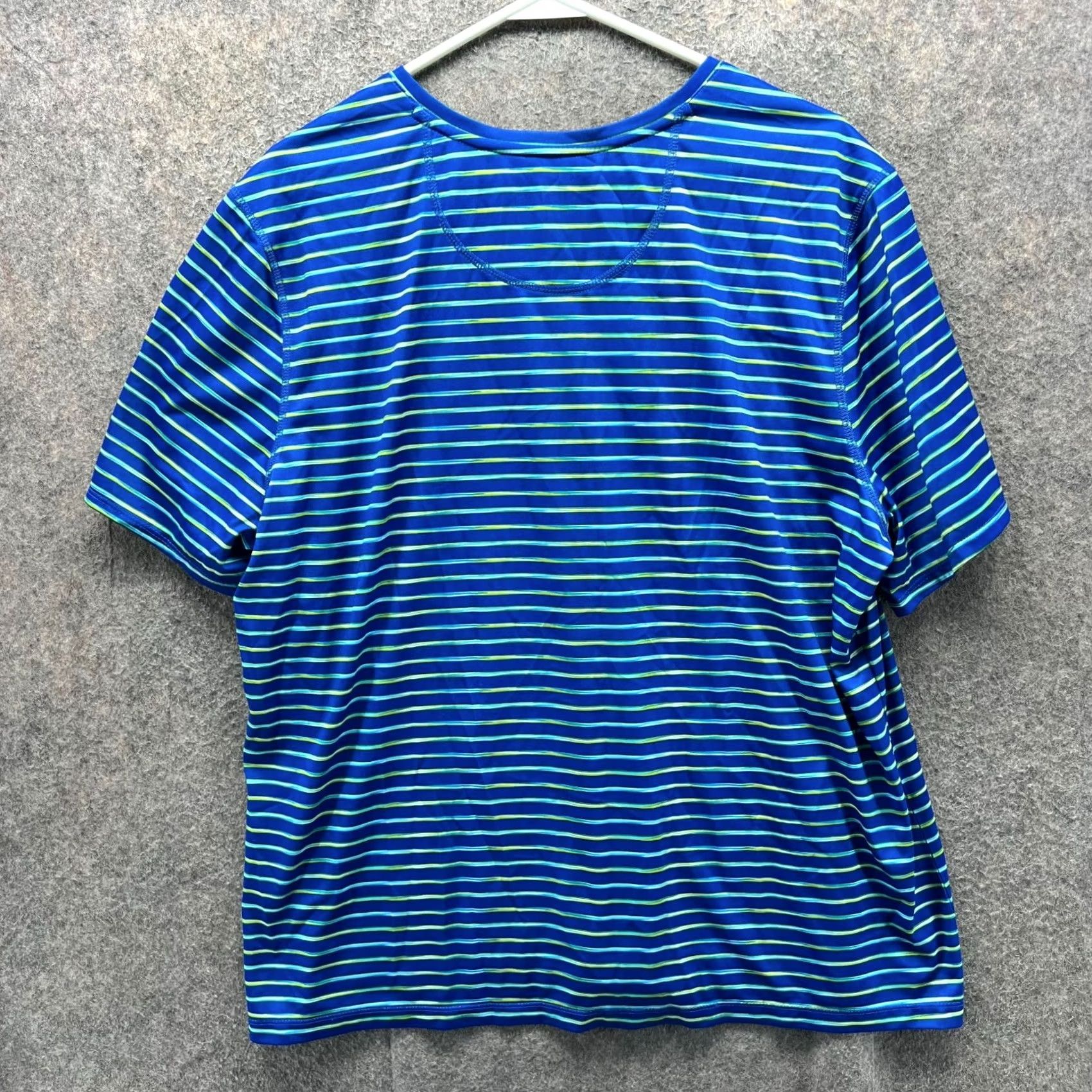 Vintage Reel Legends Shirt Womens 1X Blue Stripes V Neck Casual Tee Cotton Activewear Size XL / US 12-14 / IT 48-50 - 2 Thumbnail