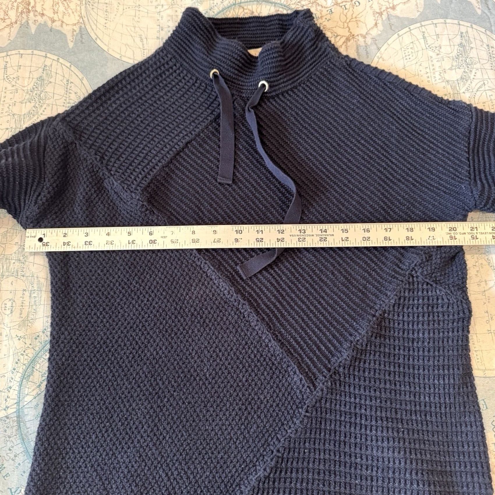 Soft Surroundings Soft Surroundings Sweater Navy Blue Knit Mock Neck Long Sleeve Pullover Textured Ribbed Hem Diagonal Pattern Tunic M Womens Size M / US 6-8 / IT 42-44 - 3 Thumbnail