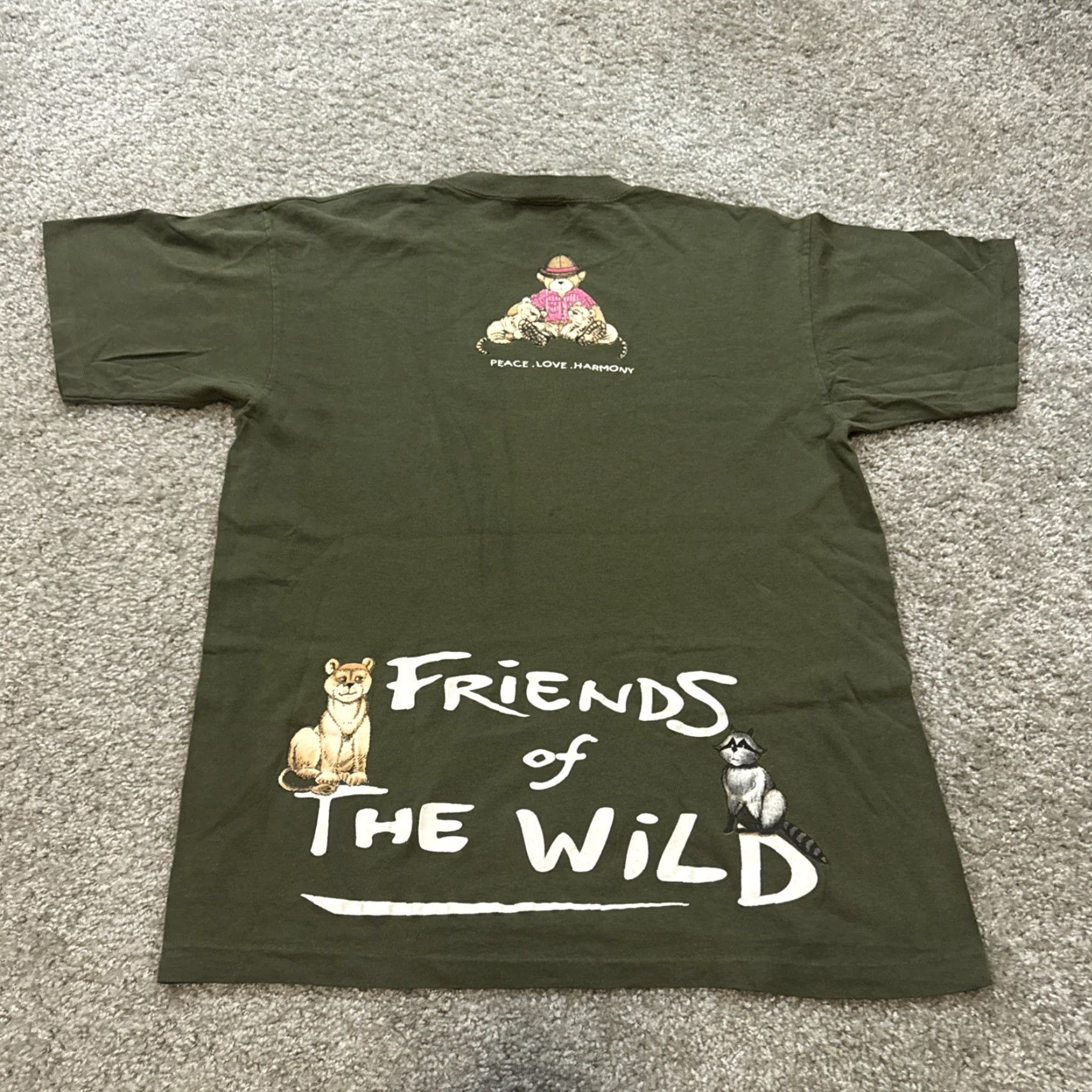Vintage VINTAGE 90s Friends of The Wild Safari Animals Nature Earth Green Cute T-Shirt Large Men Green Nature Animals Friends T-Shirt Mens L Size US L / EU 52-54 / 3 - 6 Thumbnail