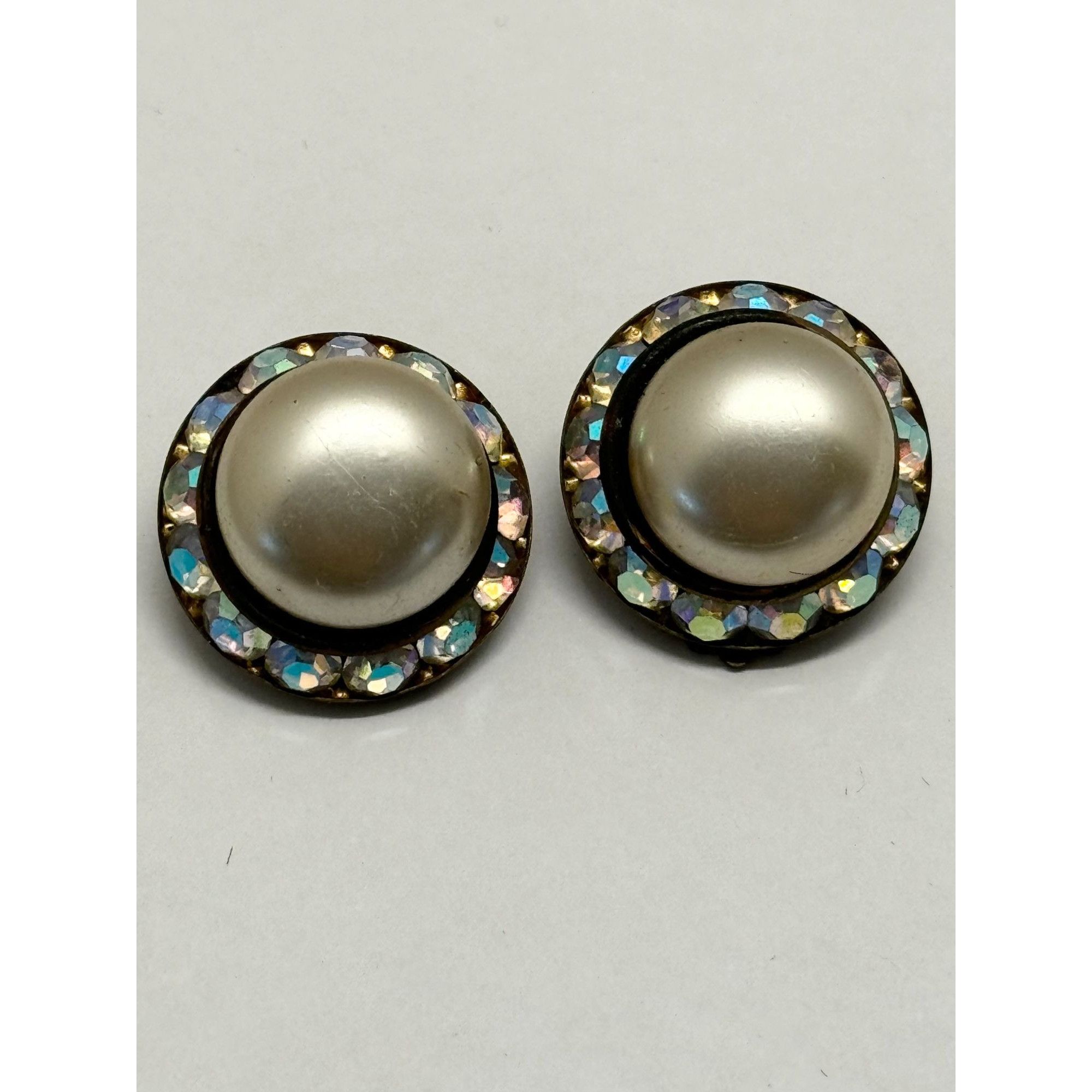 Vintage Vintage AB rhinestone pearl earrings Size ONE SIZE - 2 Thumbnail