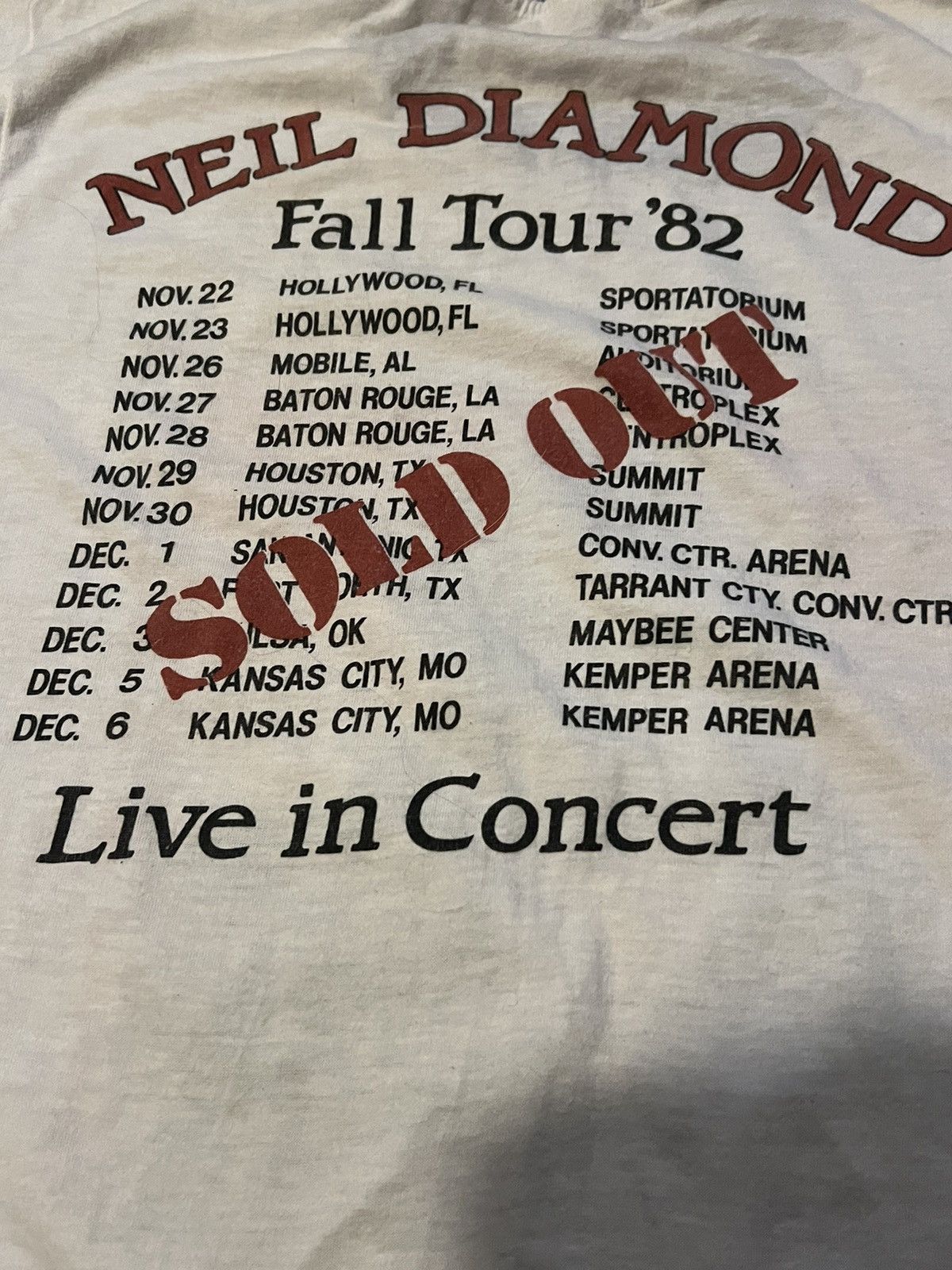Band Tees × Vintage Neil Dianmond Fall Tour 82 Tee Size US M / EU 48-50 / 2 - 5 Thumbnail