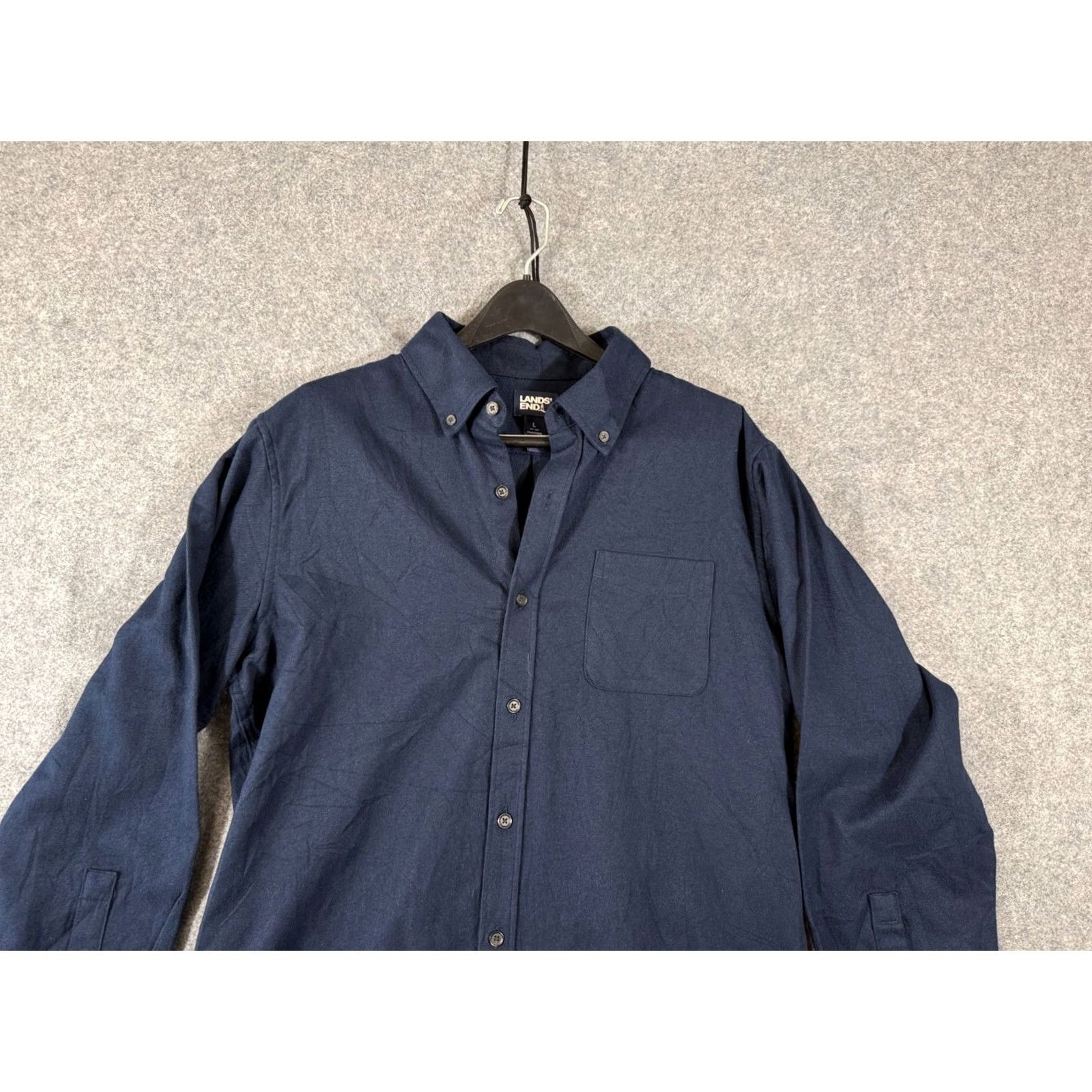 Lands' End Lands' End Chamois Flannel Shirt Mens L Blue Long Sleeve Traditional Fit Classic Shirt Size US L / EU 52-54 / 3 - 2 Thumbnail