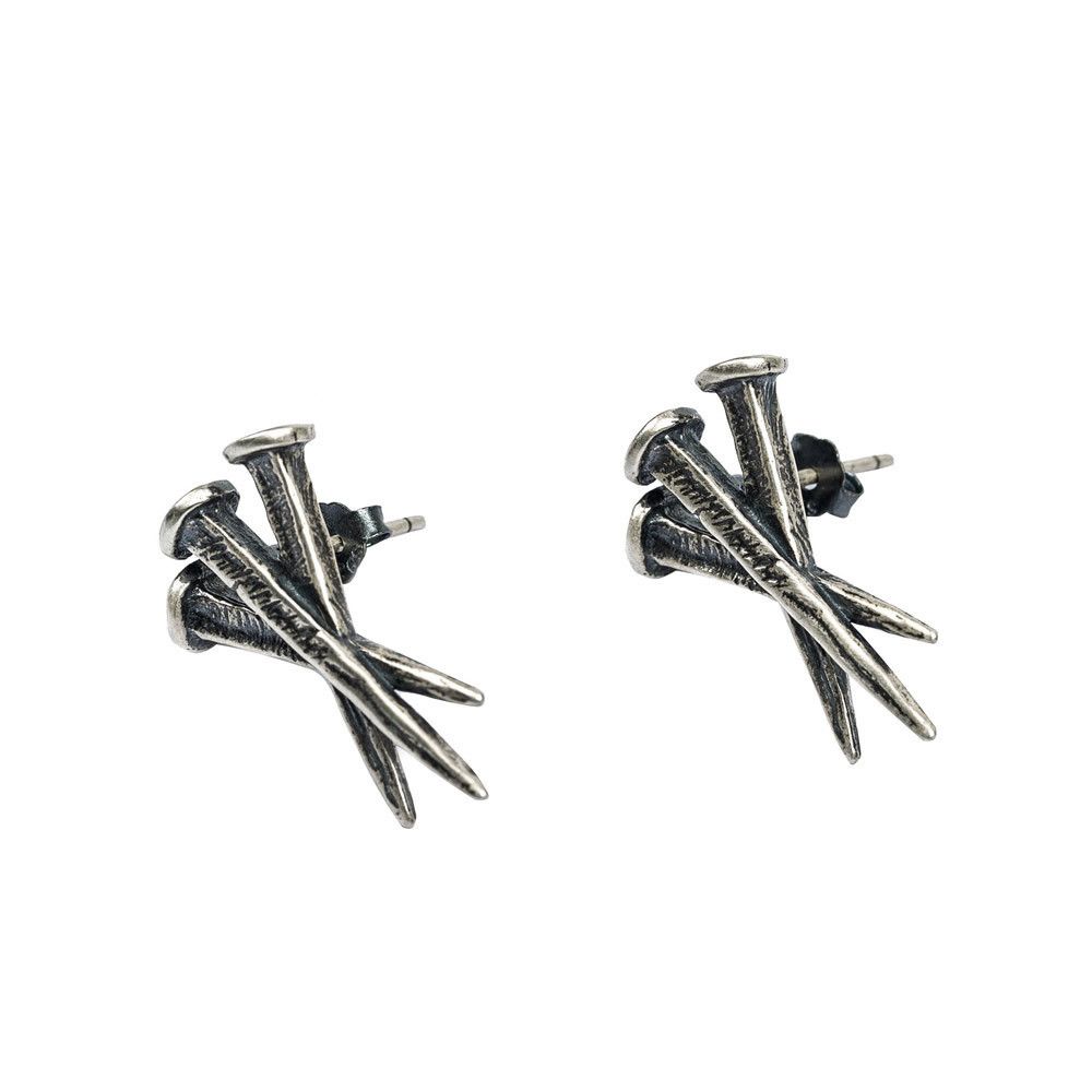 Jewelry Nail Vintage Earrings One Pairs Chrome Jewelry Size ONE SIZE - 6 Thumbnail
